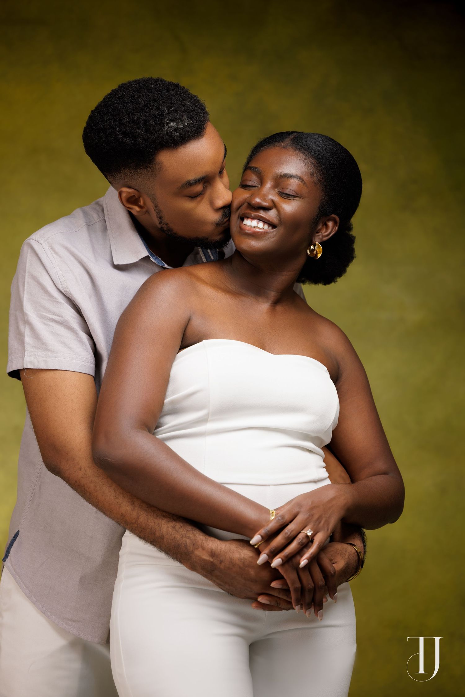 Romantic pre-wedding portrait of couple in Accra, Ghana