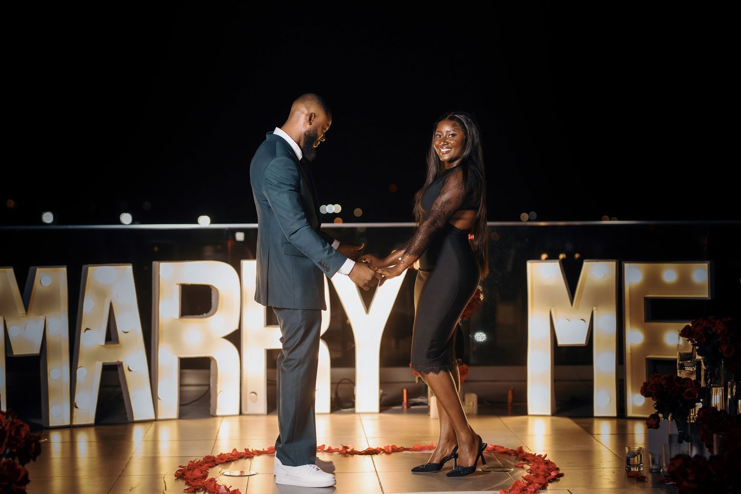 Emotional reaction during surprise marriage proposal in Accra
