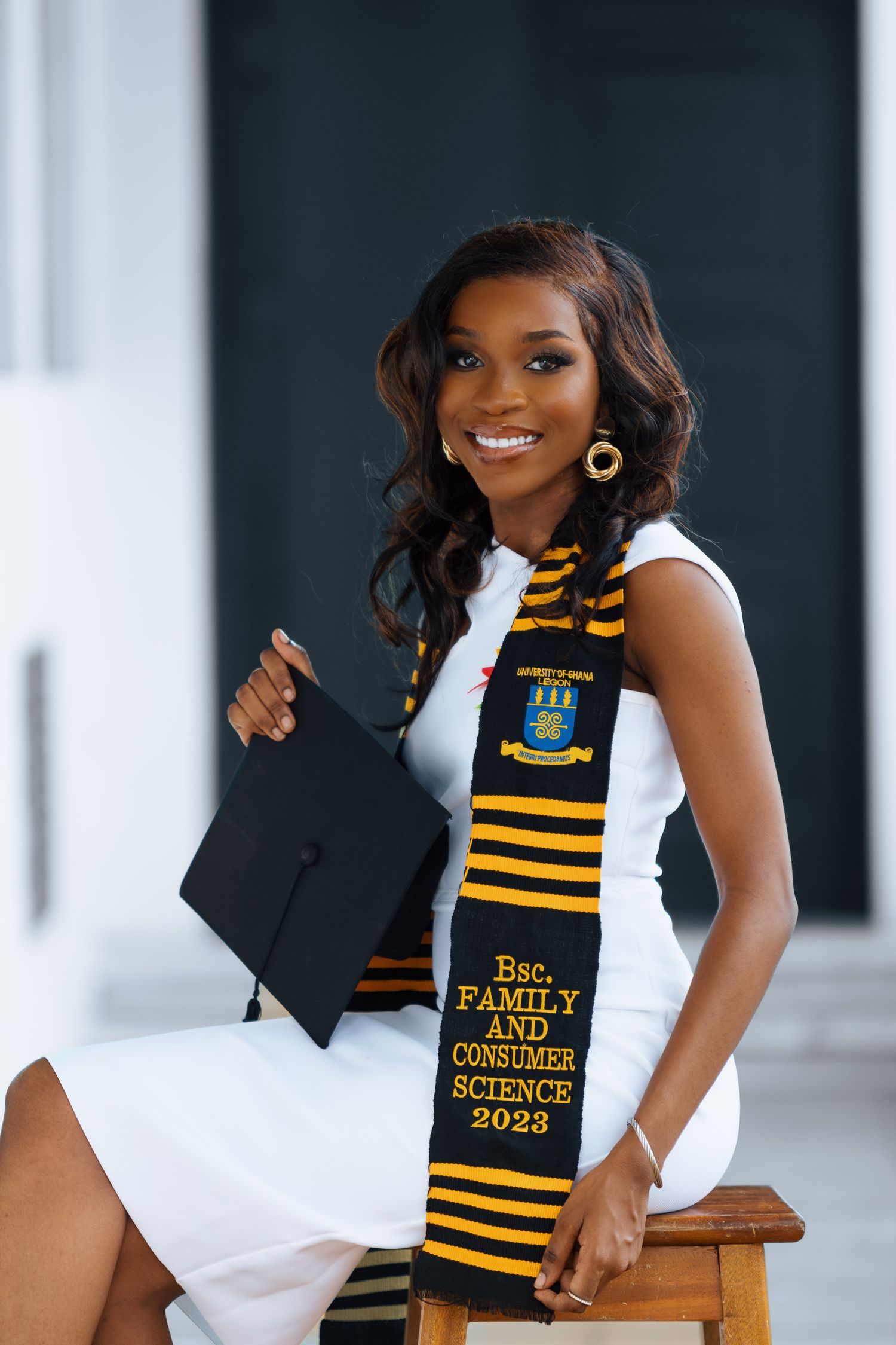 Elegant female graduation portrait with soft lighting