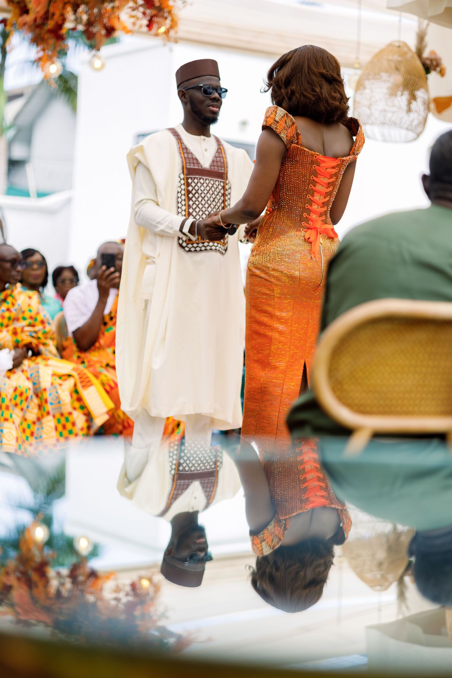 Beautiful couple at a Traditional wedding ceremony in Ghana, Exchange of vows