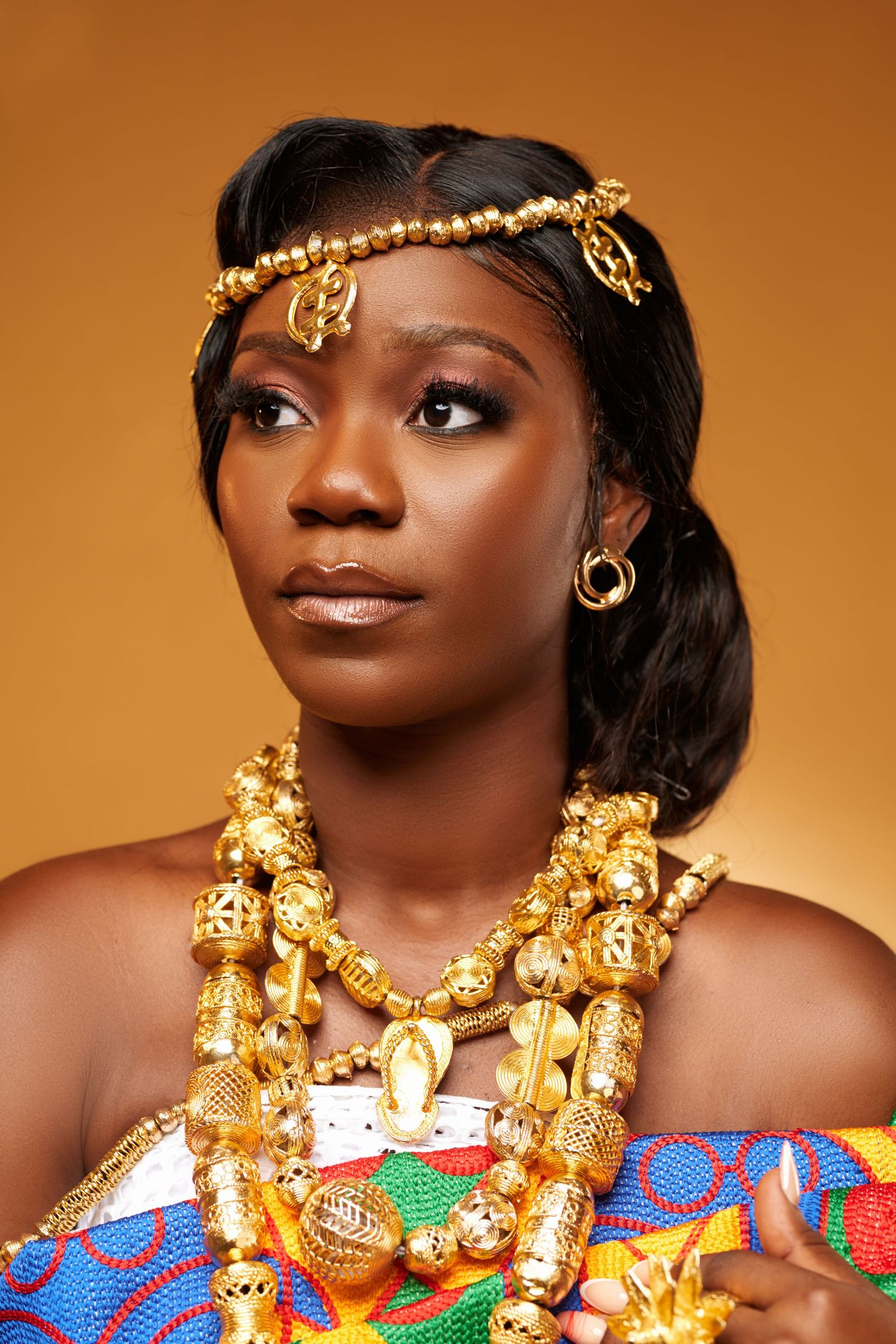 Artistic  Kente portrait with model in Accra