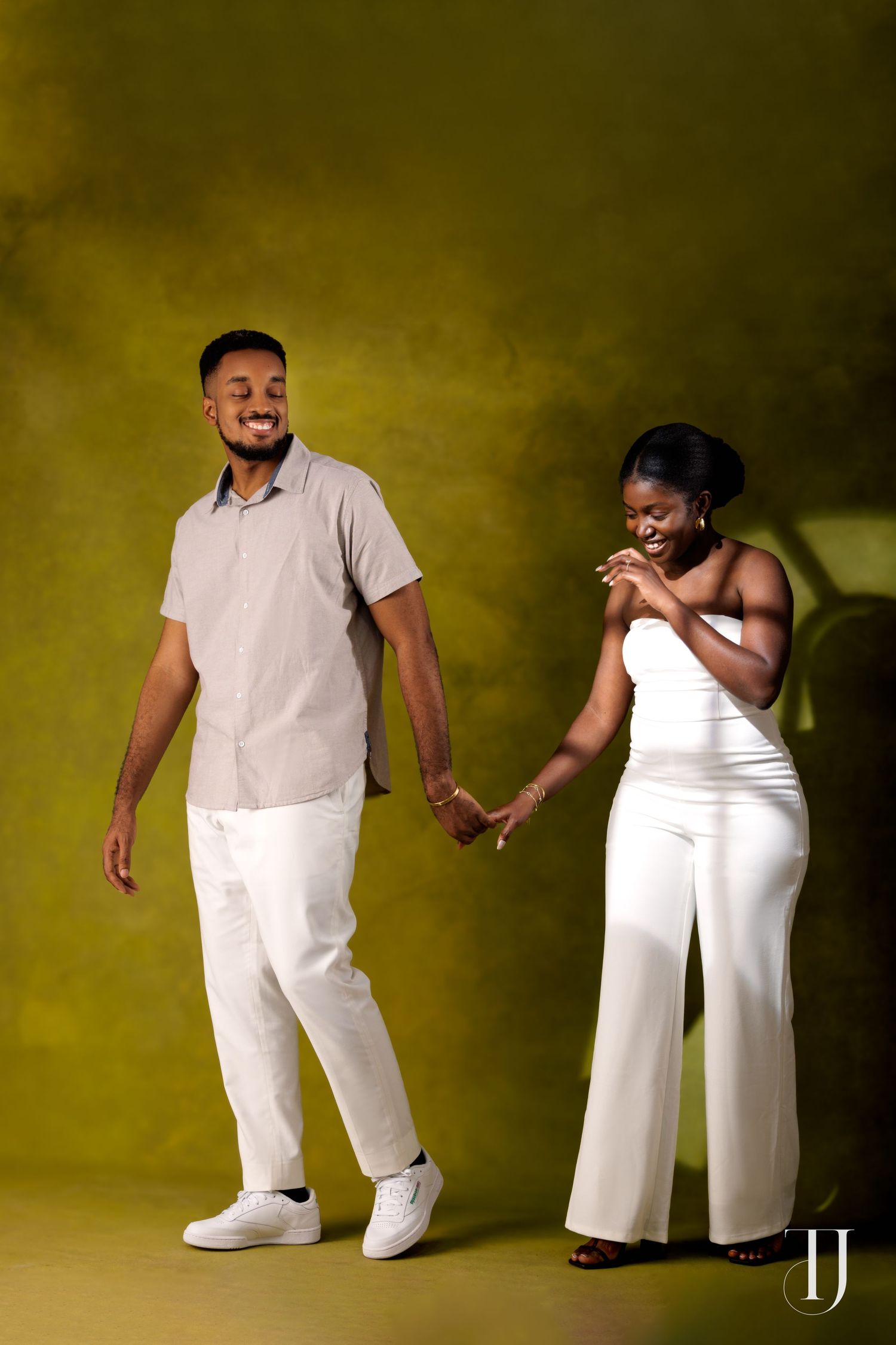 Romantic pre-wedding portrait of couple in Accra, Ghana