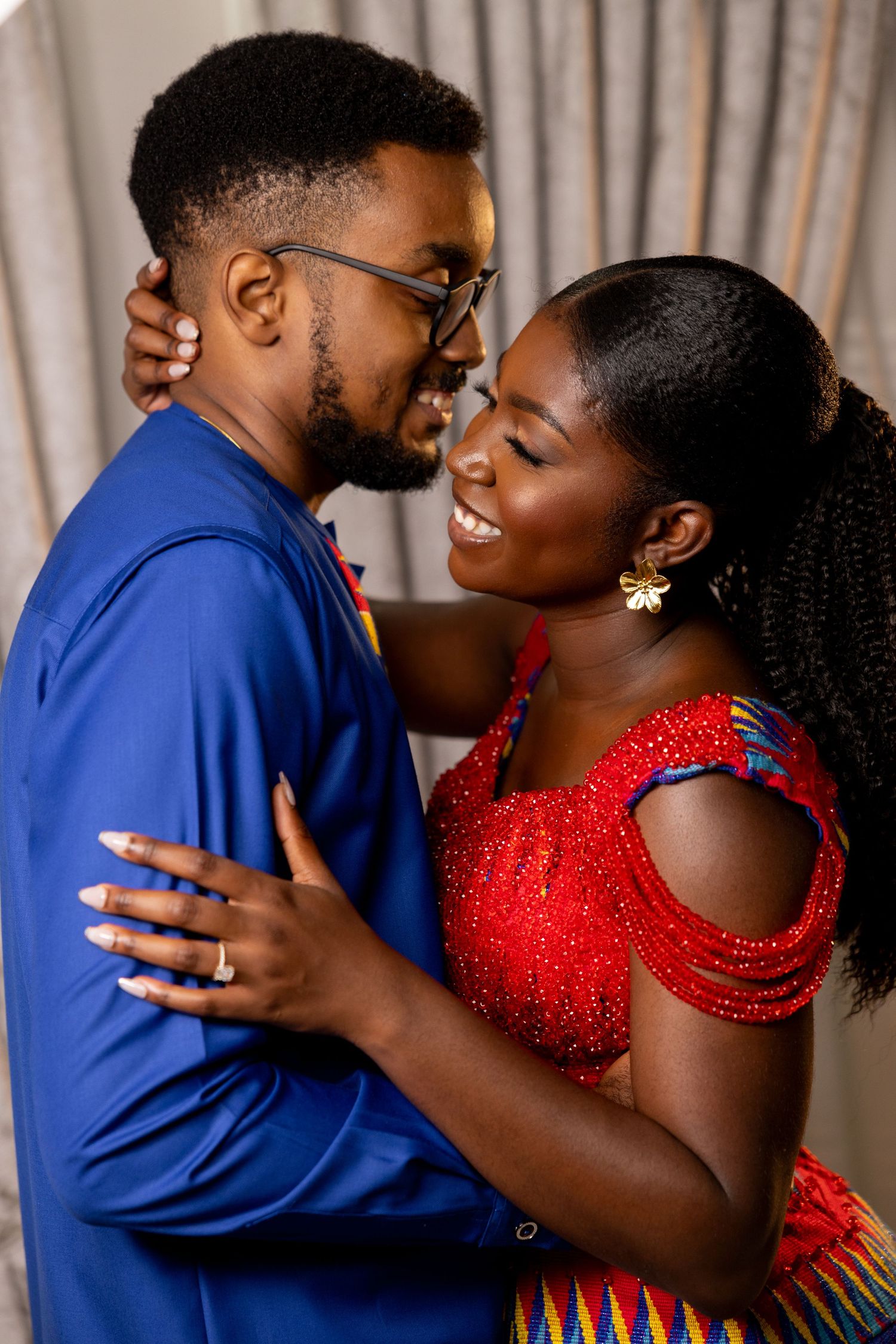 Bride and Groom portraits at Traditional Ghanaian wedding ceremony photography