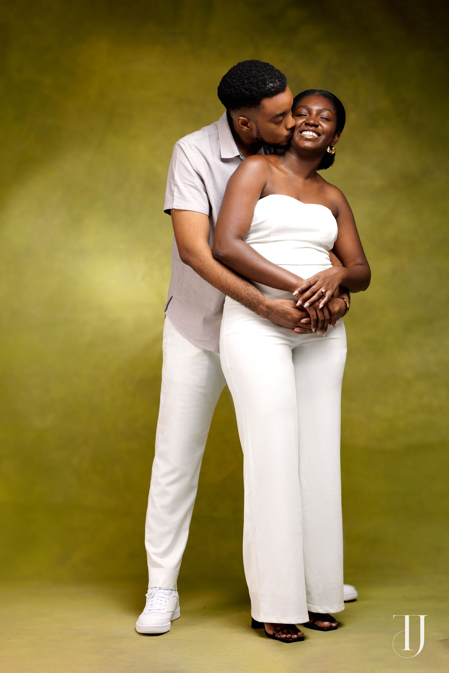 Romantic pre-wedding portrait of couple in Accra, Ghana