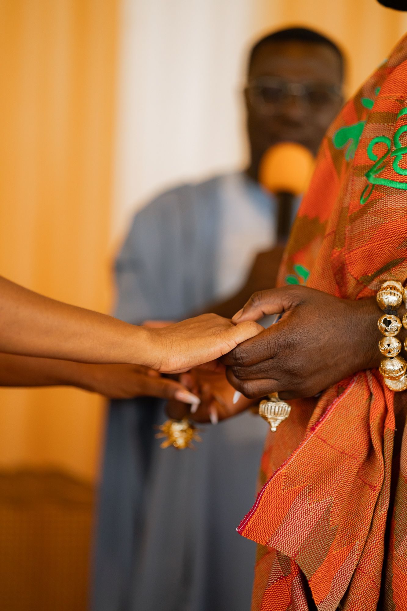 Emotional vow exchange between couple at altar