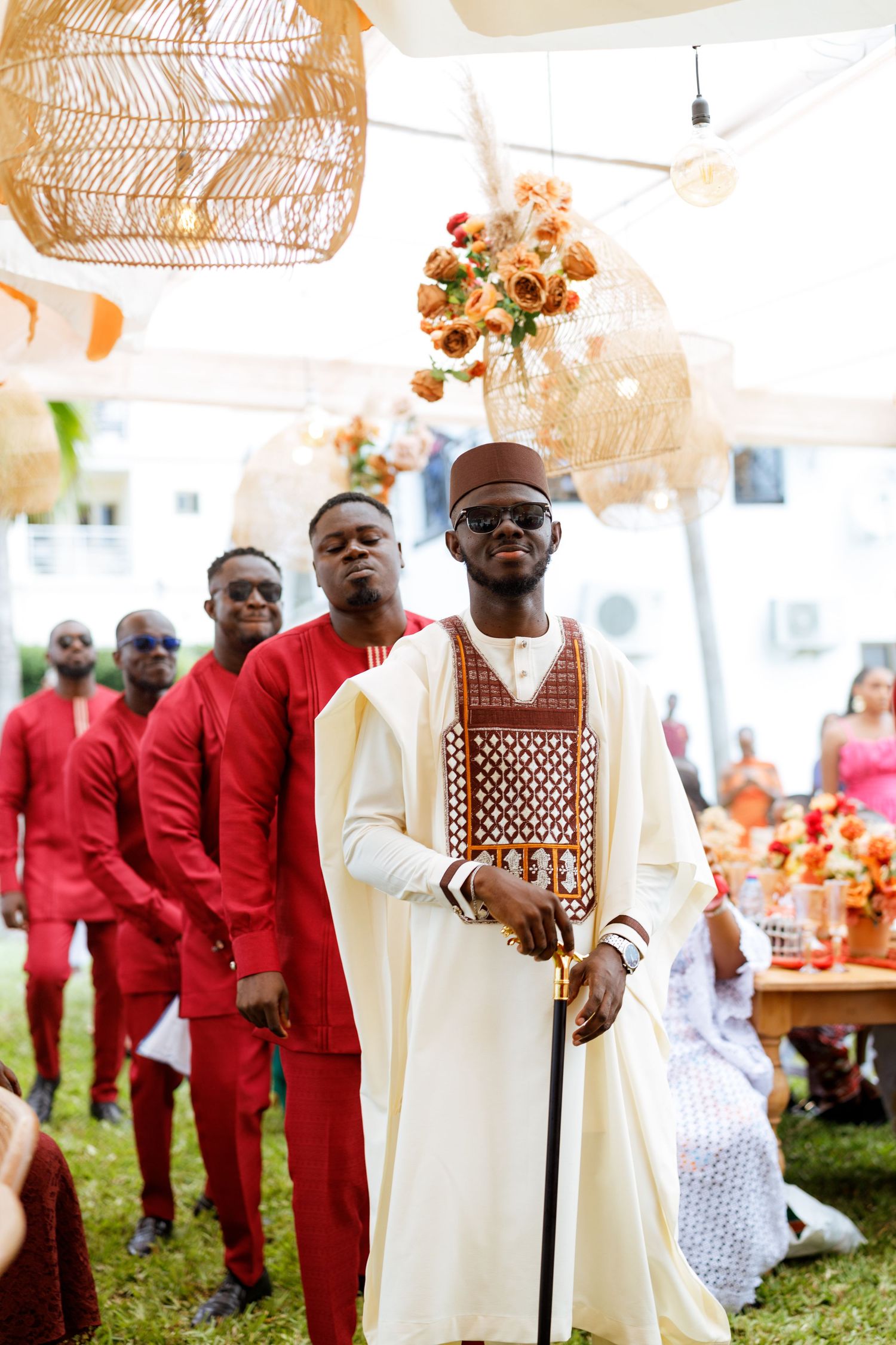 Groom and groommen Traditional wedding ceremony in Ghana