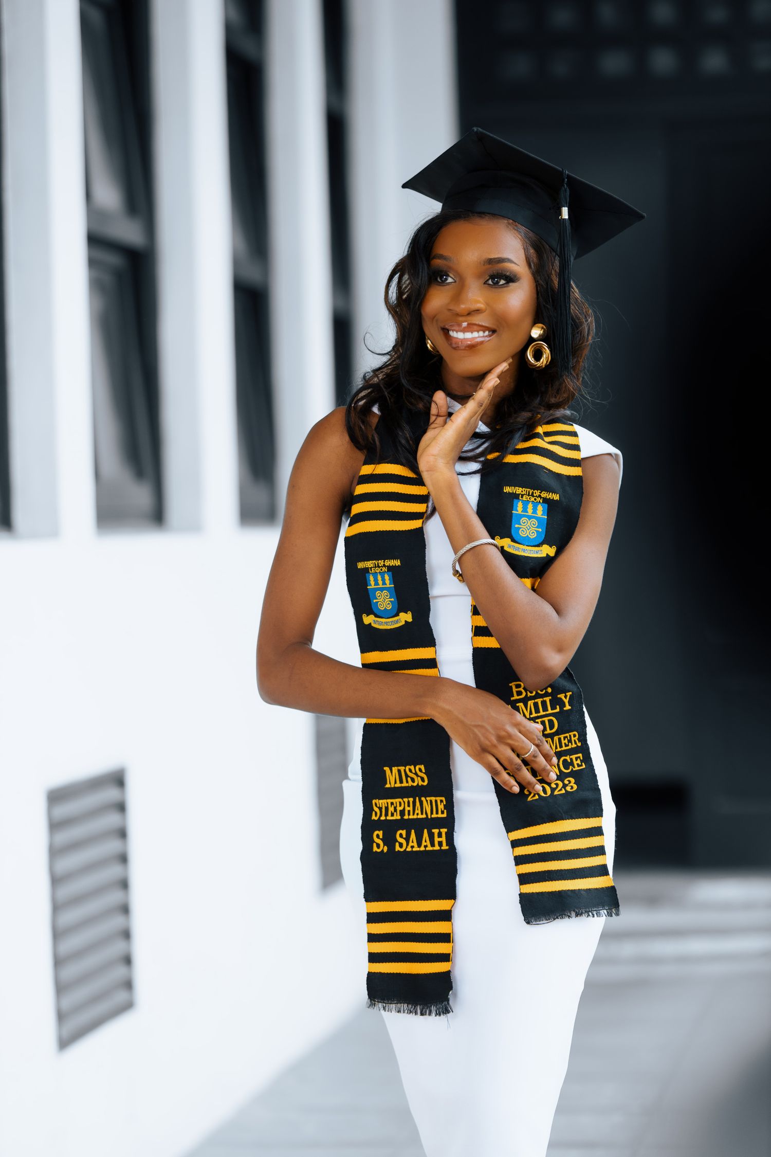 Elegant female graduation portrait with soft lighting