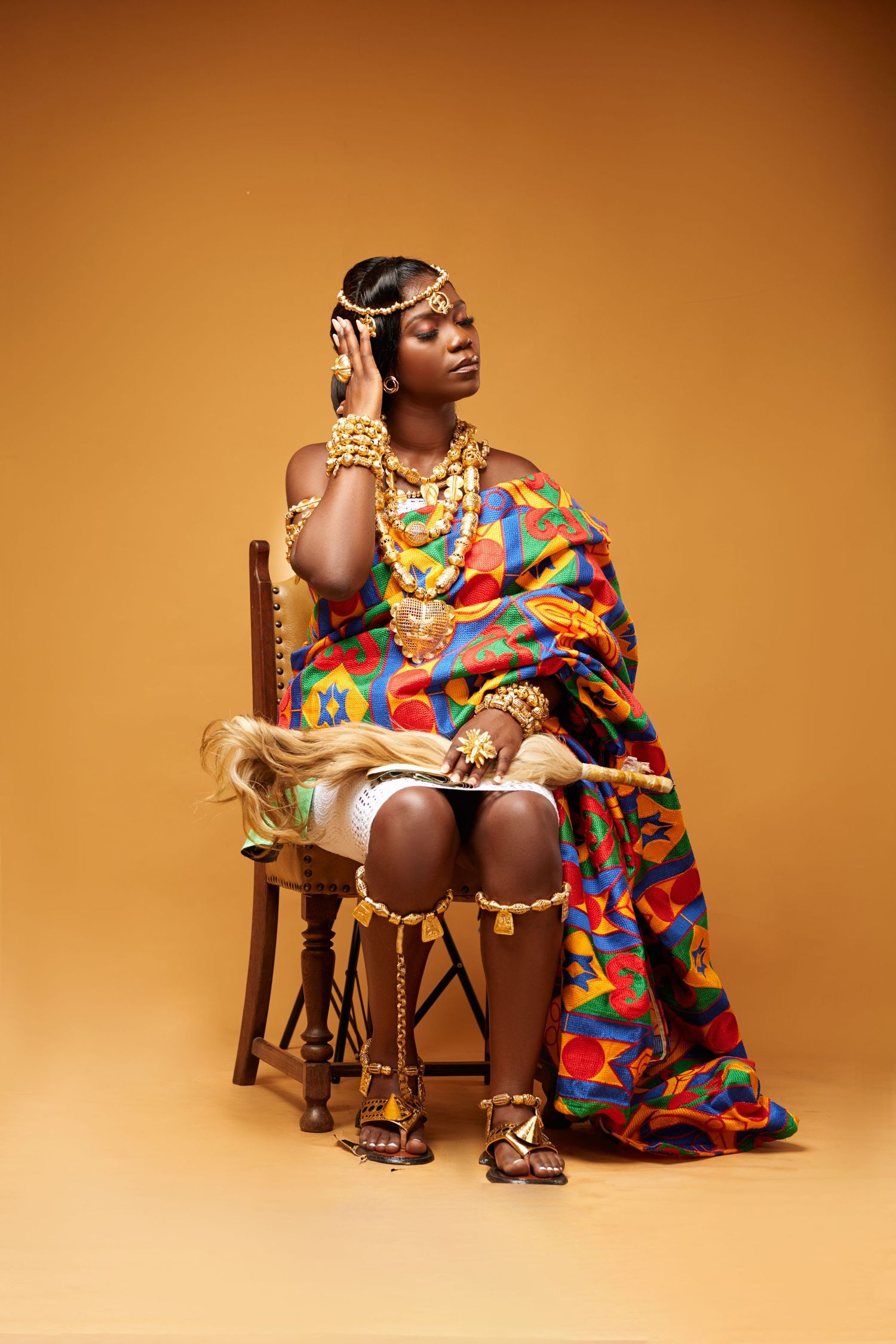 Artistic  Kente portrait with model in Accra