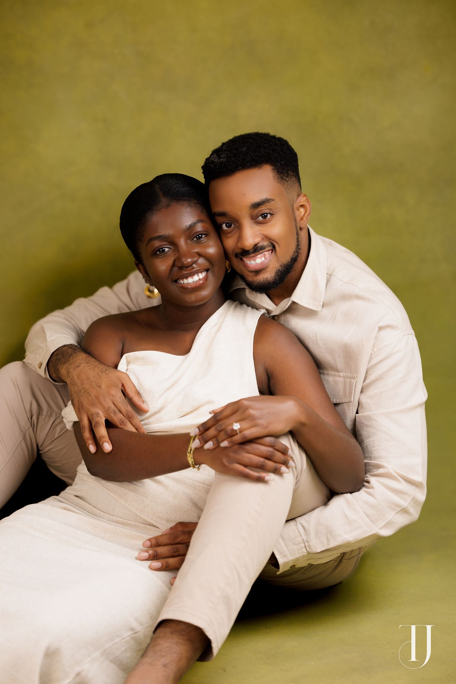 Romantic pre-wedding portrait of couple in Accra, Ghana