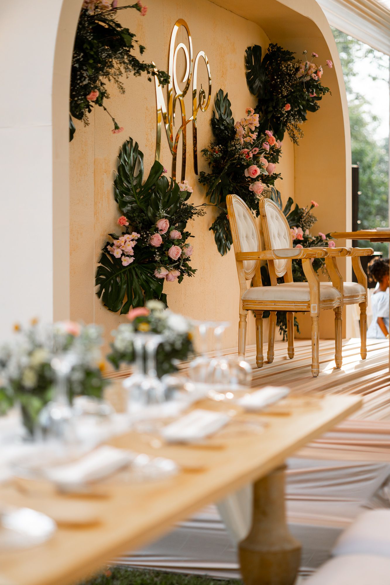 Elegant wedding decor setup at venue in Accra, Ghana