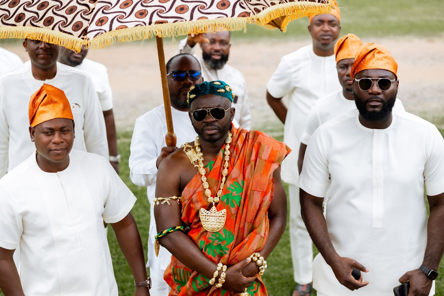 Luxury wedding portrait of groom in Safari valley, Ghana