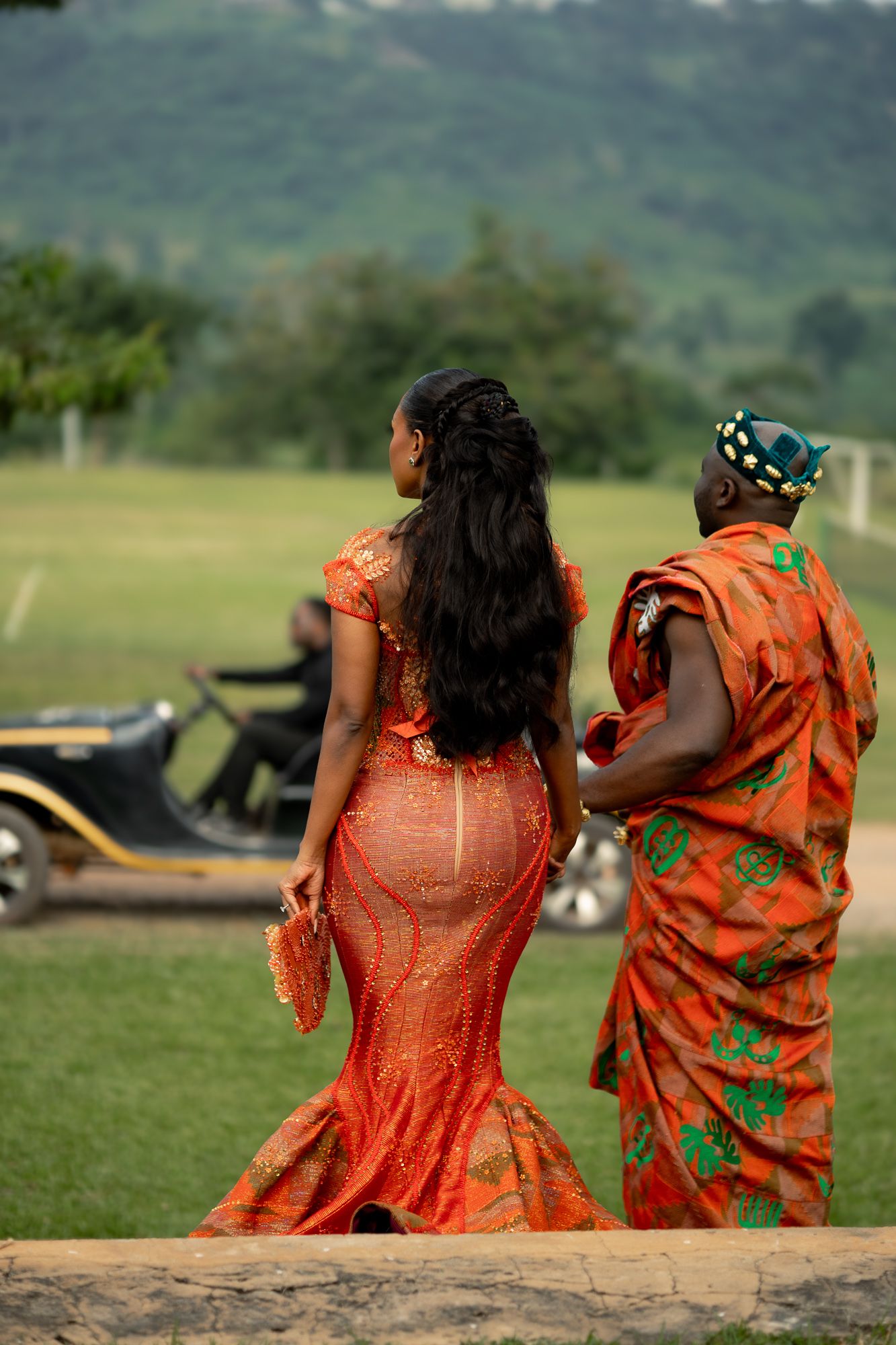 Luxury wedding portrait of bride   in Safari valley, Ghana
