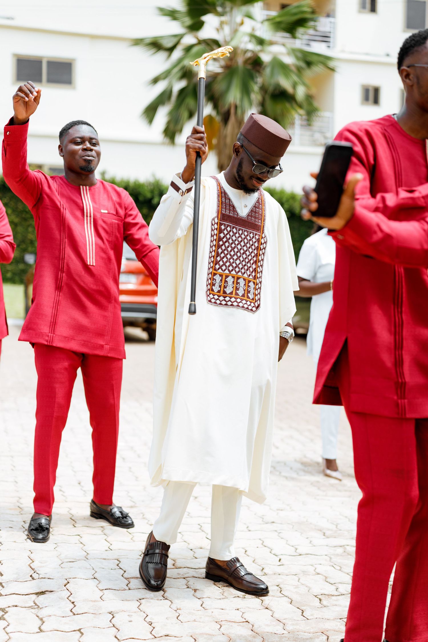 Groom and groommen Traditional wedding ceremony in Ghana