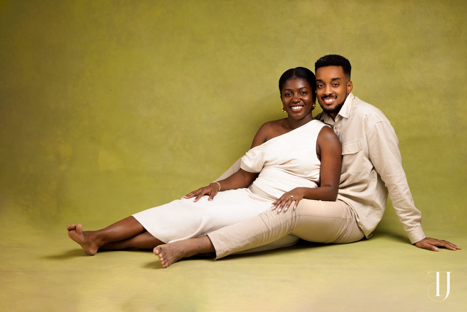 Romantic pre-wedding portrait of couple in Accra, Ghana