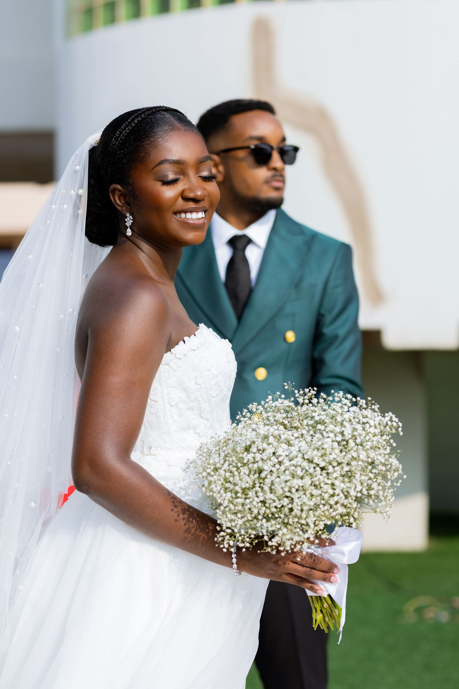 Romantic bride and groom portrait