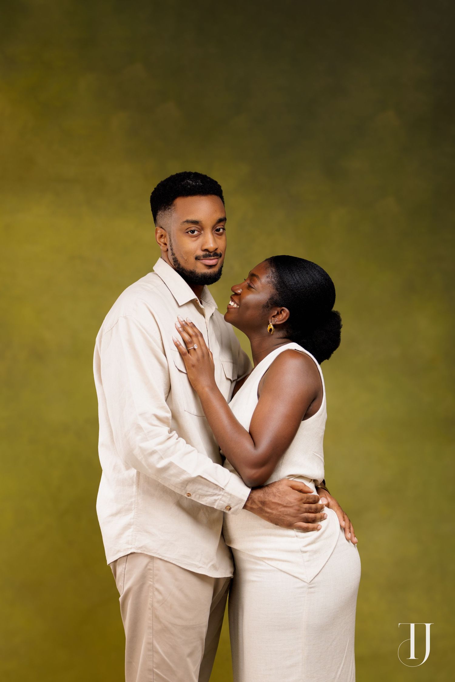 Romantic pre-wedding portrait of couple in Accra, Ghana
