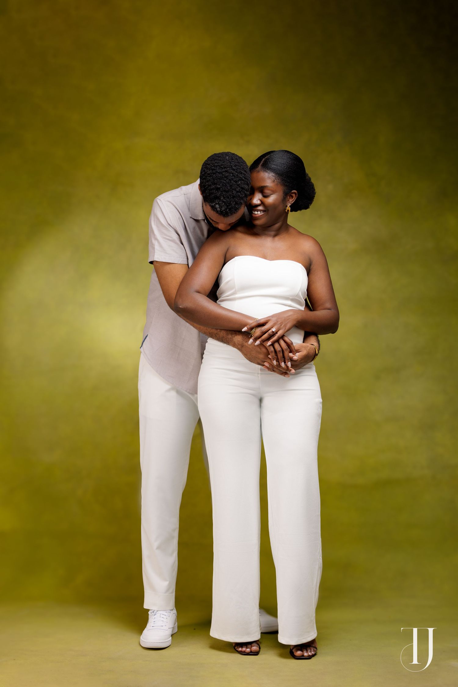 Romantic pre-wedding portrait of couple in Accra, Ghana