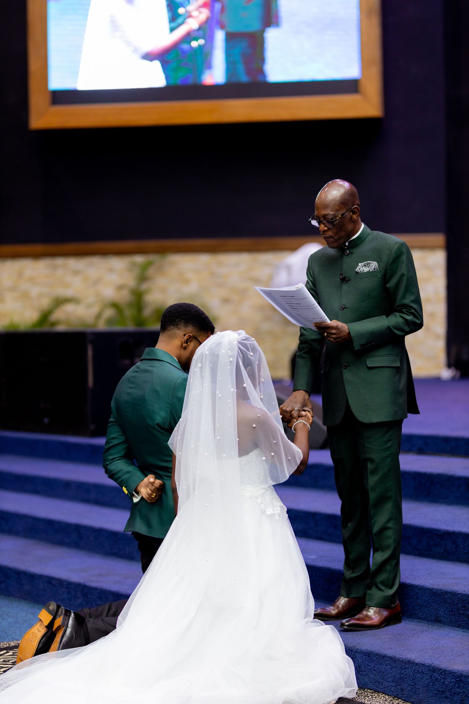 A candid moment of couple at a wedding