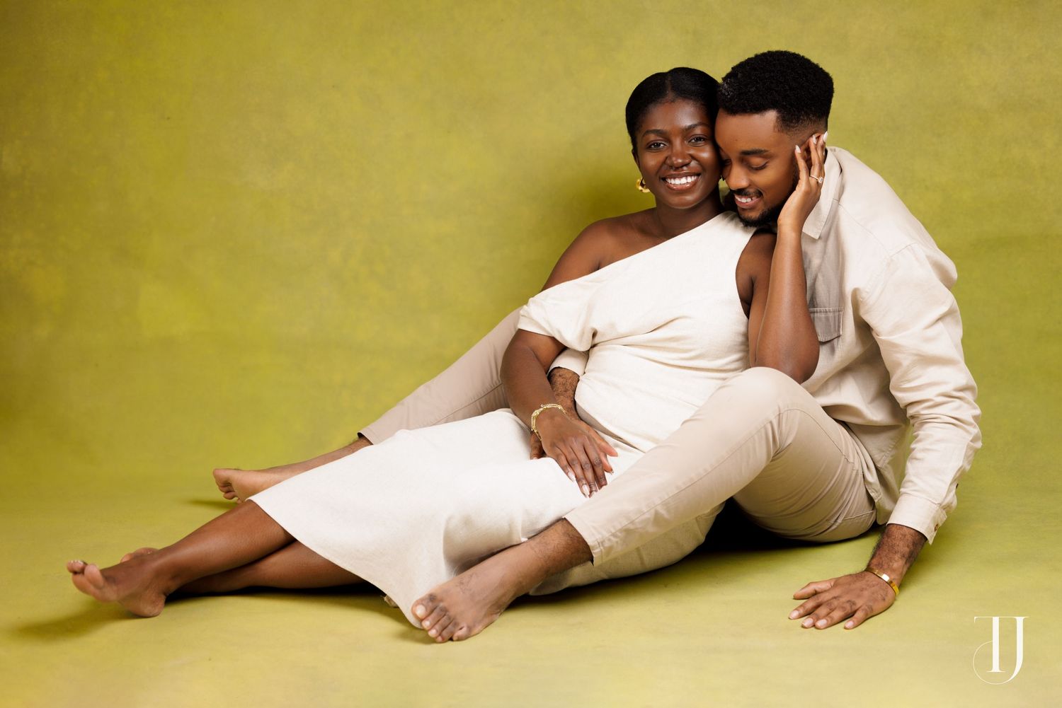 Romantic pre-wedding portrait of couple in Accra, Ghana