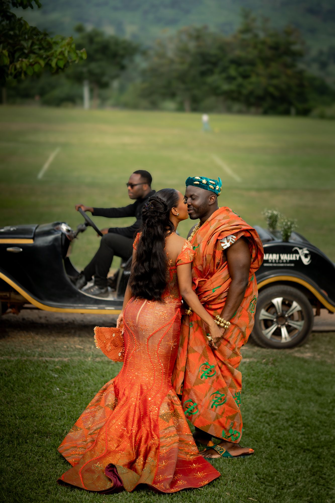 Luxury wedding portrait of bride   in Safari valley, Ghana