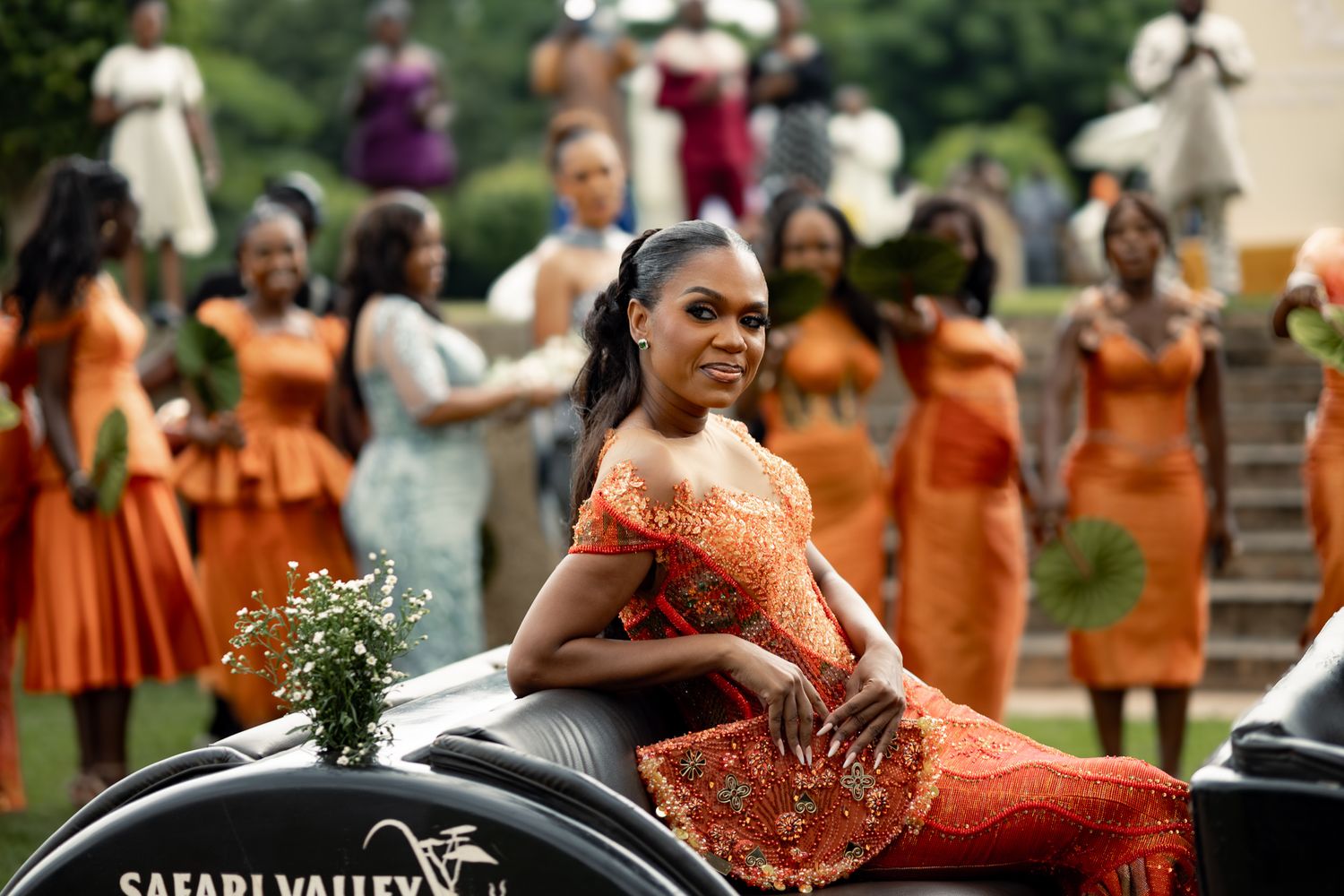 ride making a grand entrance at wedding ceremony in Ghana