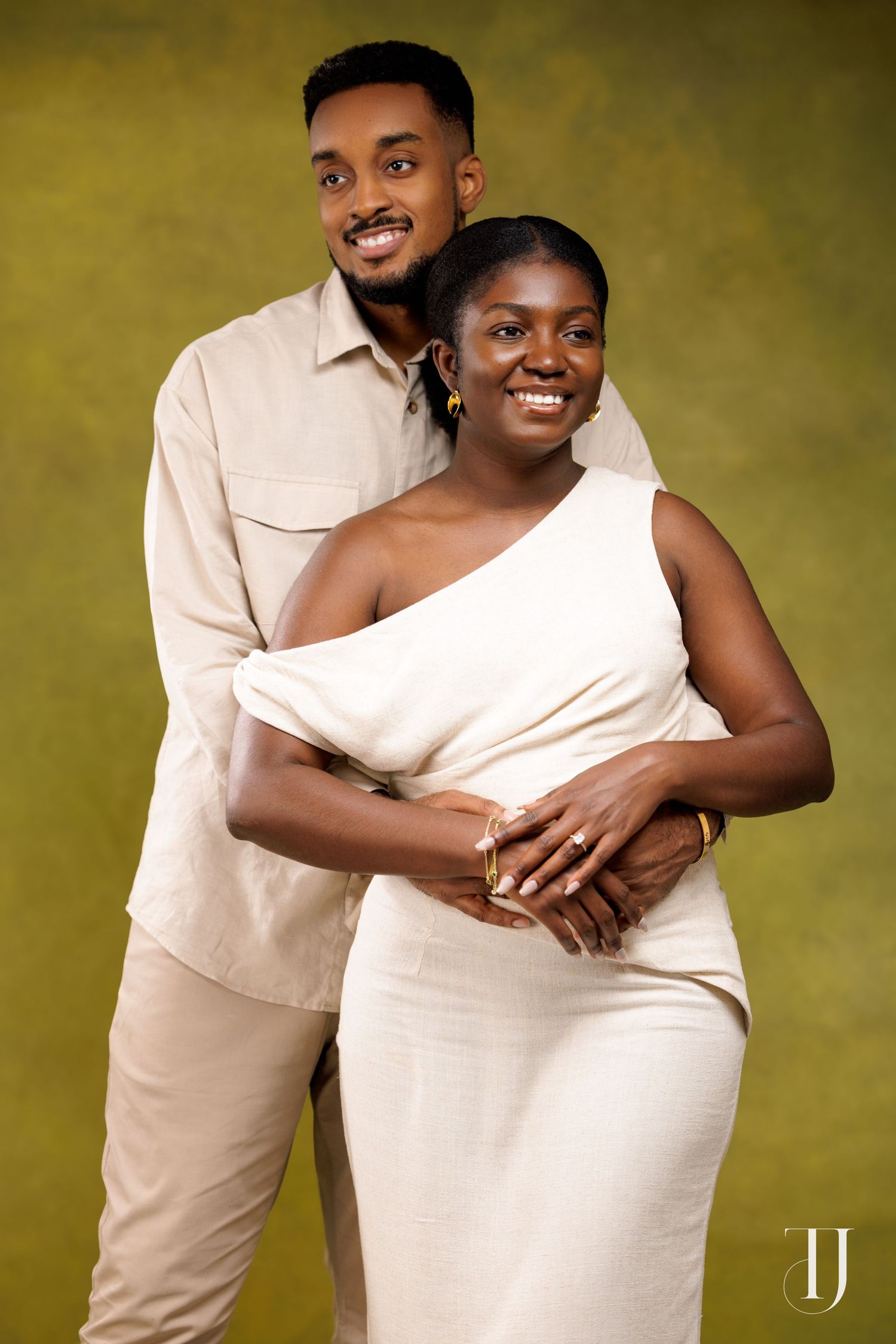 Romantic pre-wedding portrait of couple in Accra, Ghana