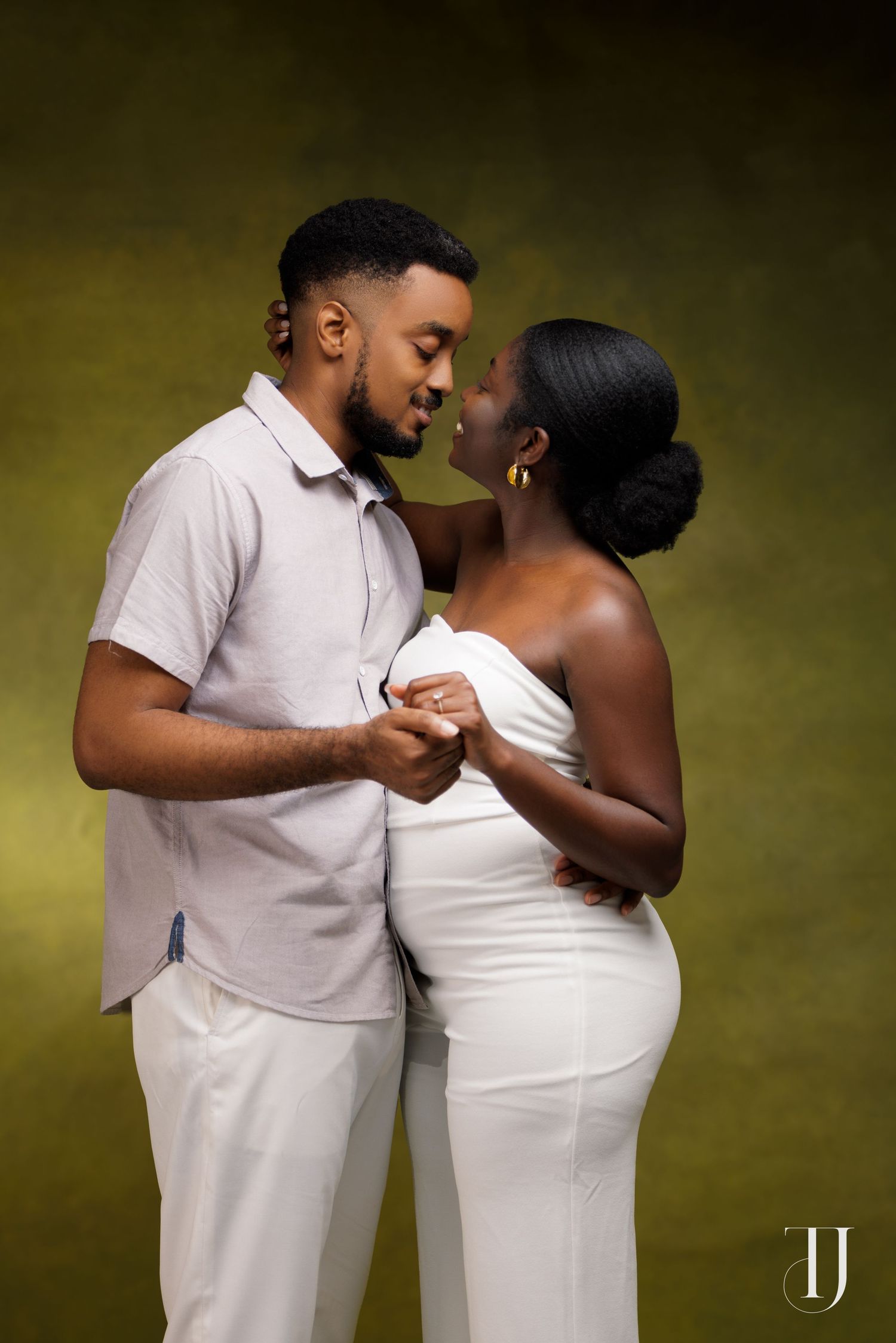 Romantic pre-wedding portrait of couple in Accra, Ghana