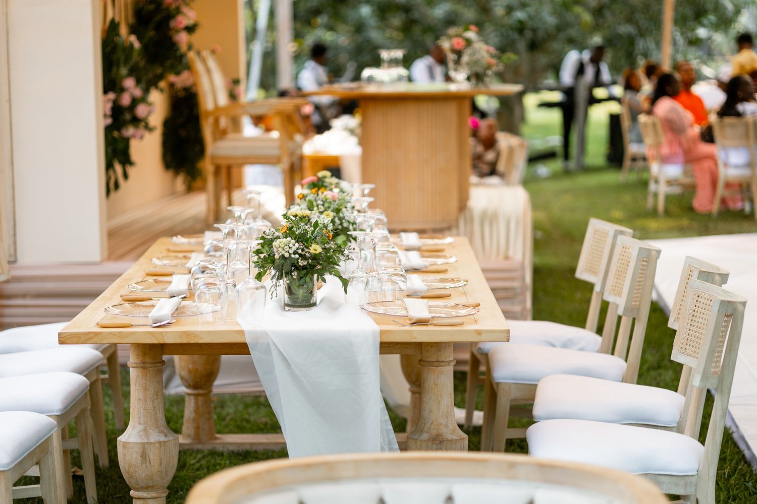 Elegant wedding decor setup at venue in Accra, Ghana