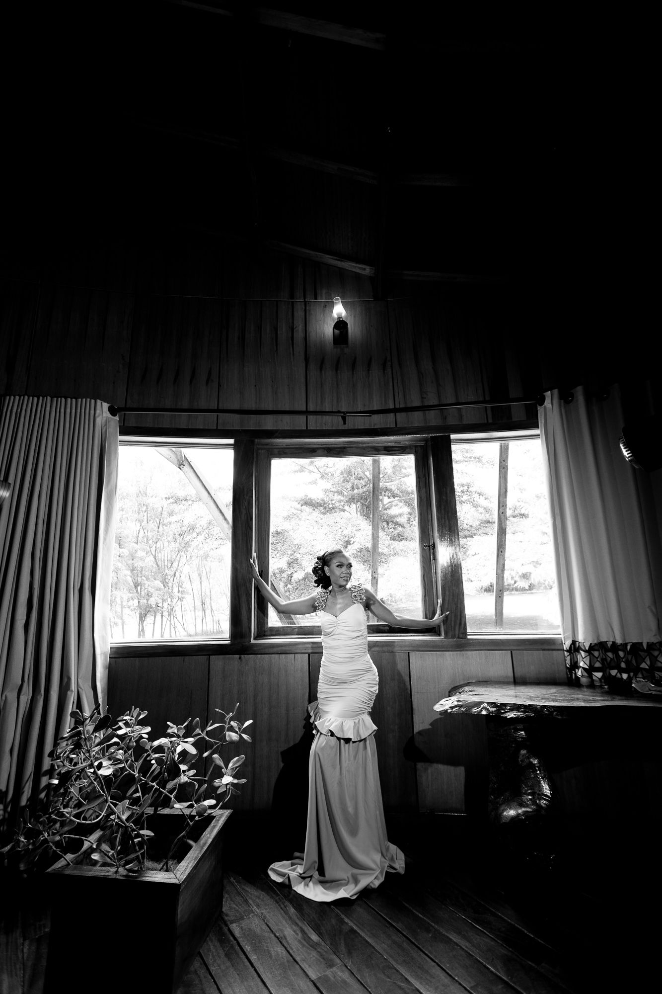 Bride getting dressed before her wedding ceremony in Ghana