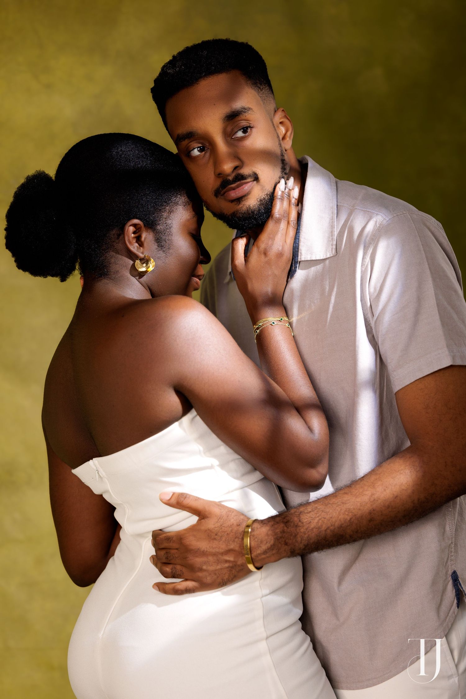 Romantic pre-wedding portrait of couple in Accra, Ghana