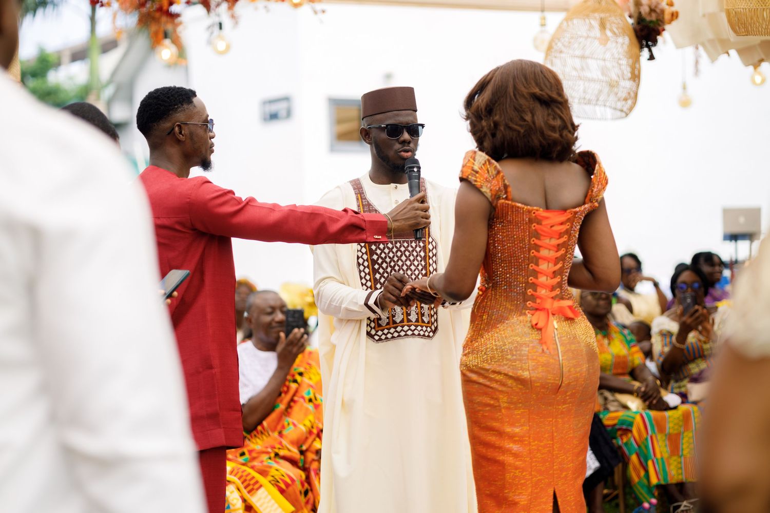 Beautiful couple at a Traditional wedding ceremony in Ghana, Exchange of vows