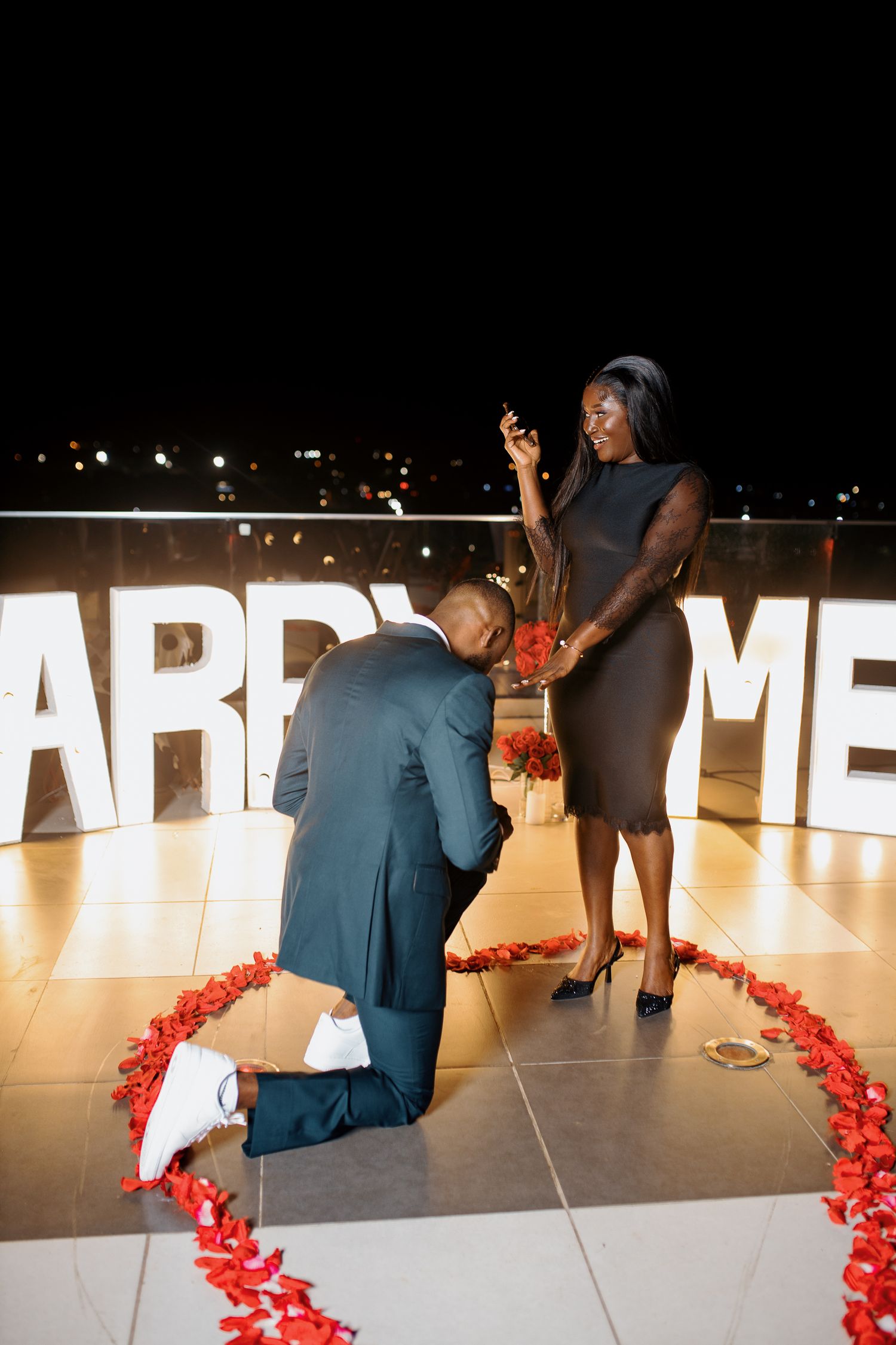 Emotional reaction during surprise marriage proposal in Accra