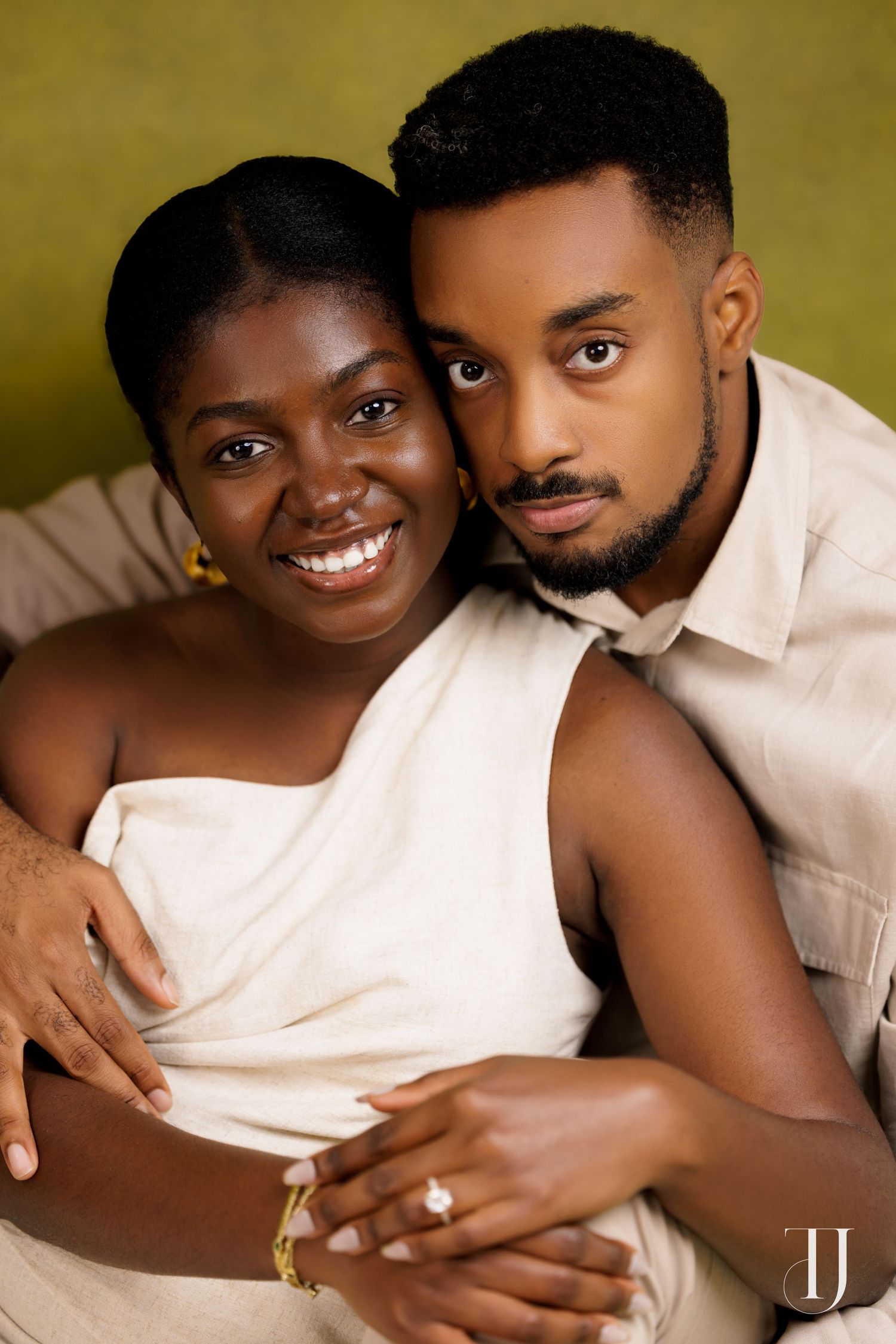 Romantic pre-wedding portrait of couple in Accra, Ghana