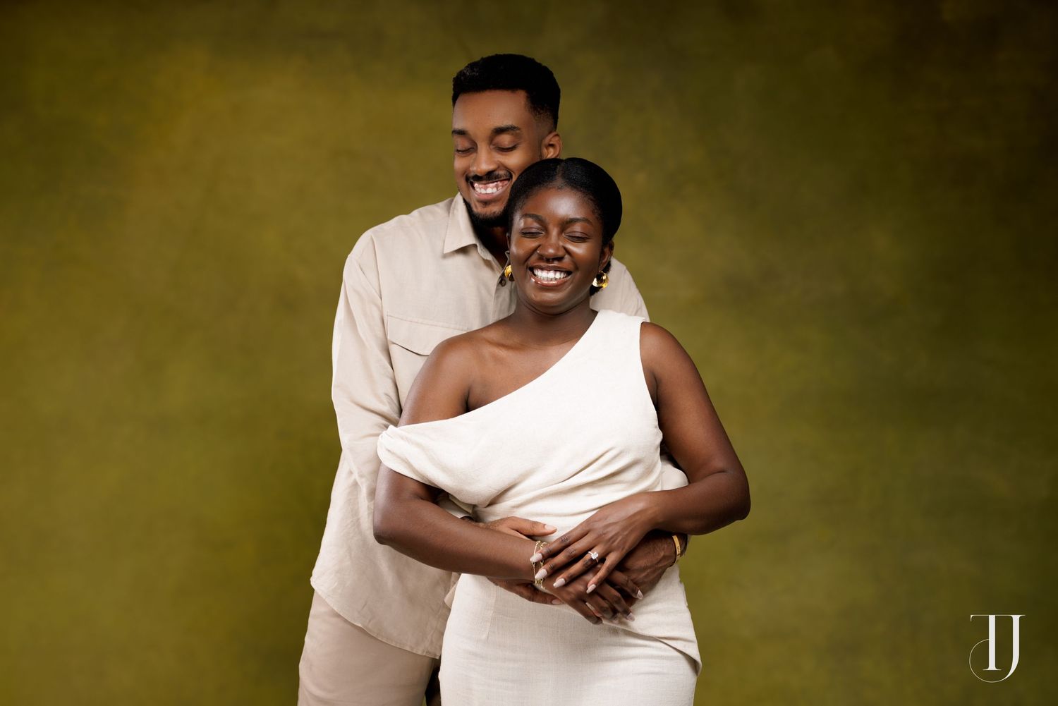 Romantic pre-wedding portrait of couple in Accra, Ghana