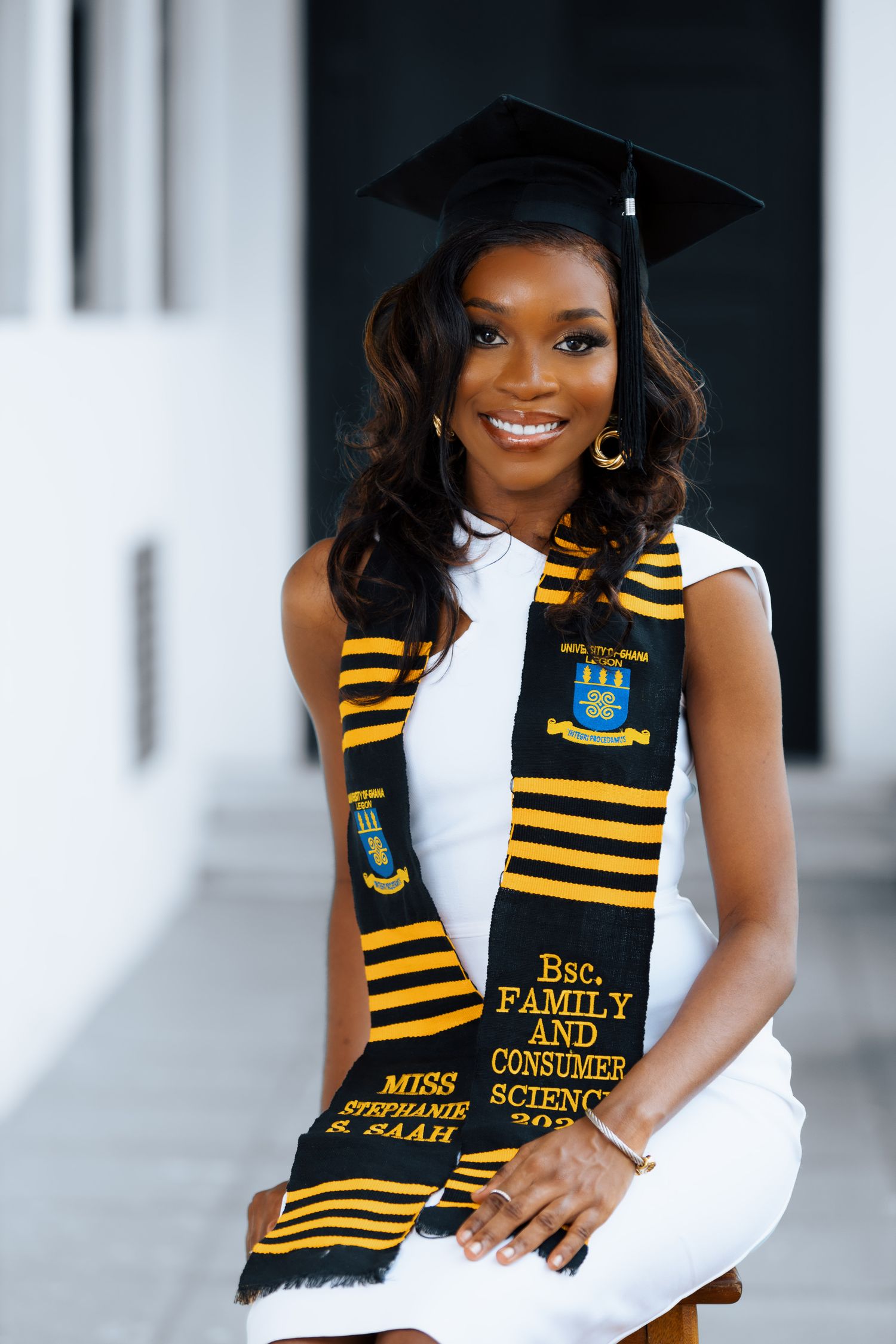 Elegant female graduation portrait with soft lighting