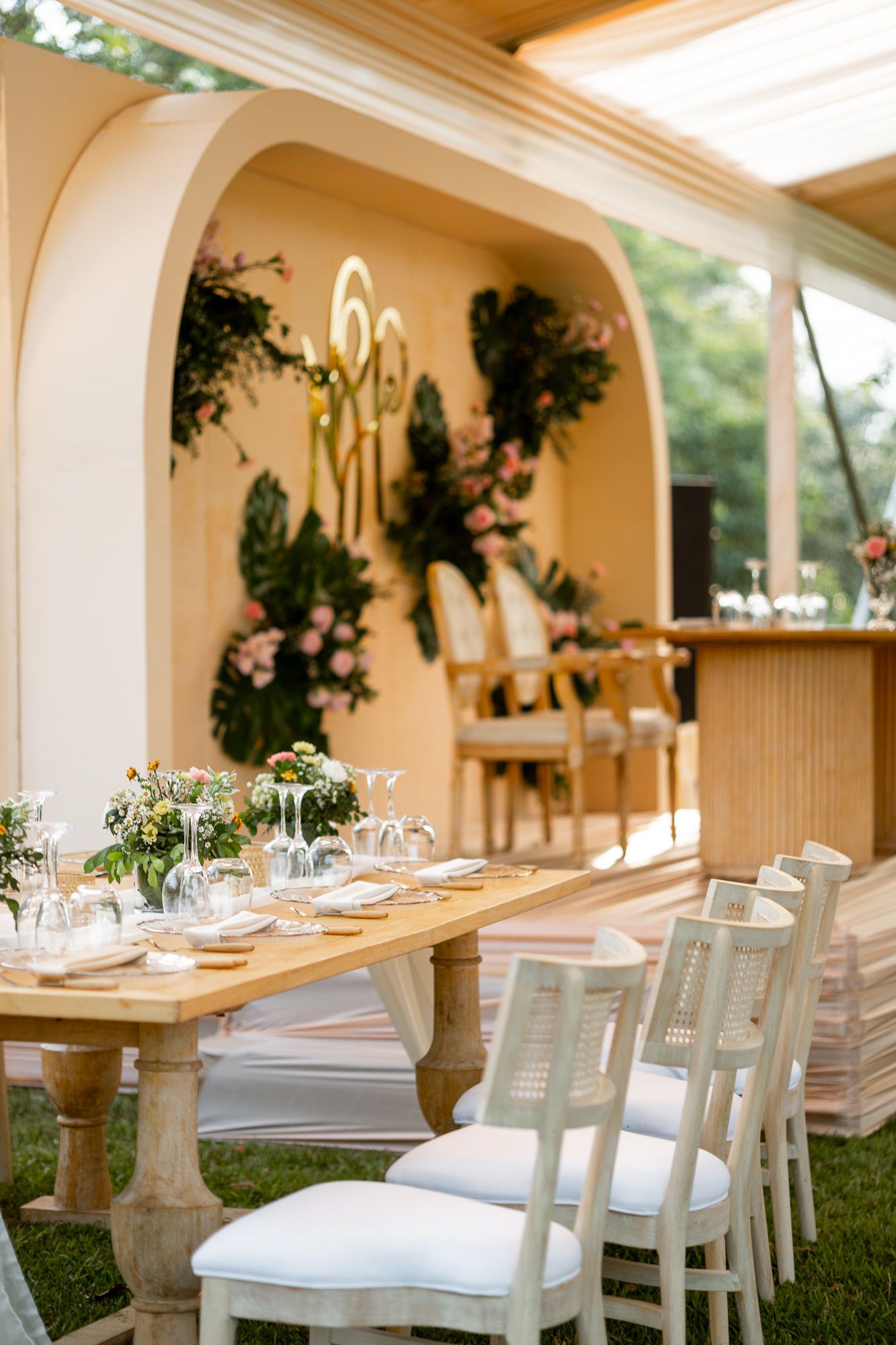 Elegant wedding decor setup at venue in Accra, Ghana