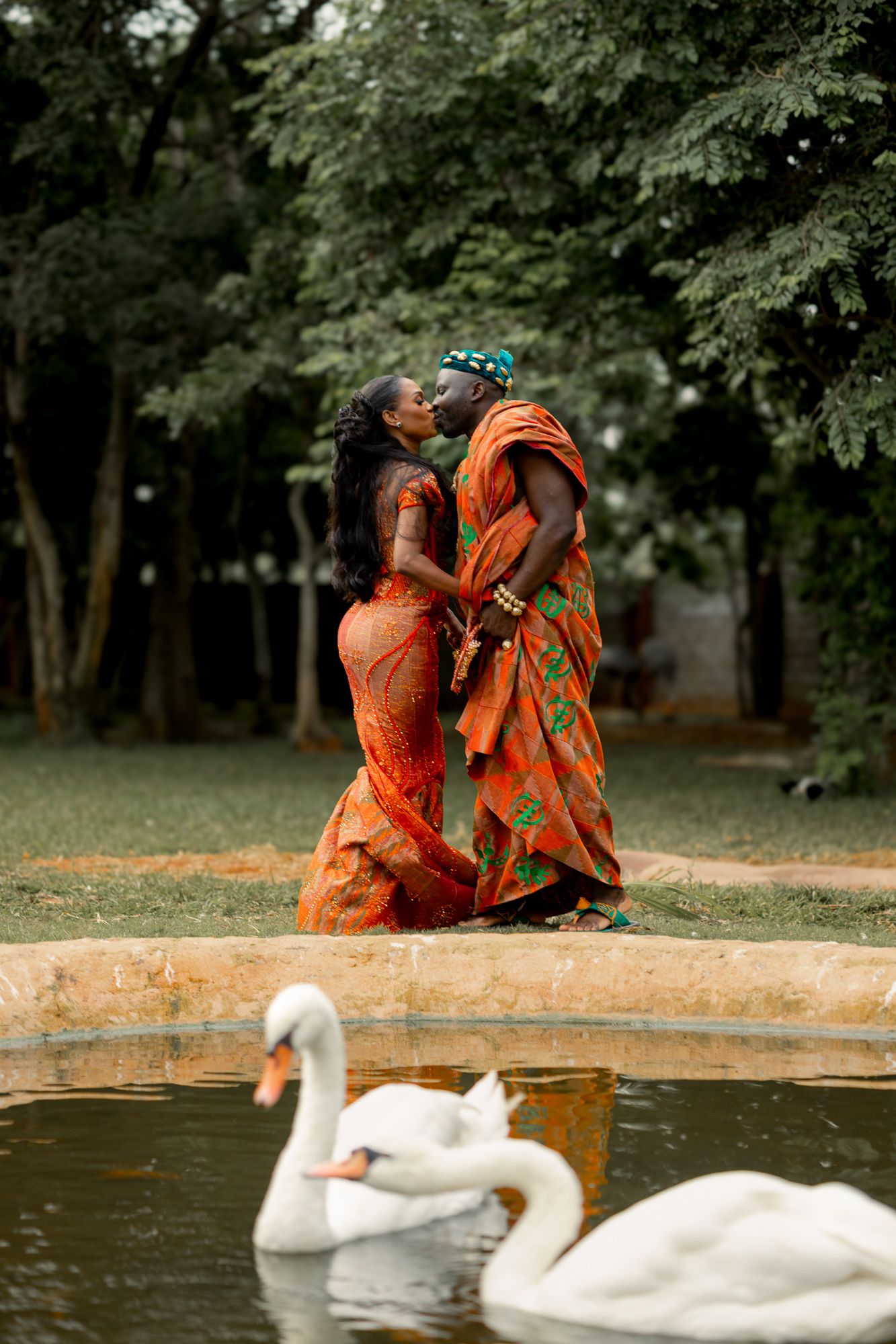 Luxury wedding portrait of bride   in Safari valley, Ghana