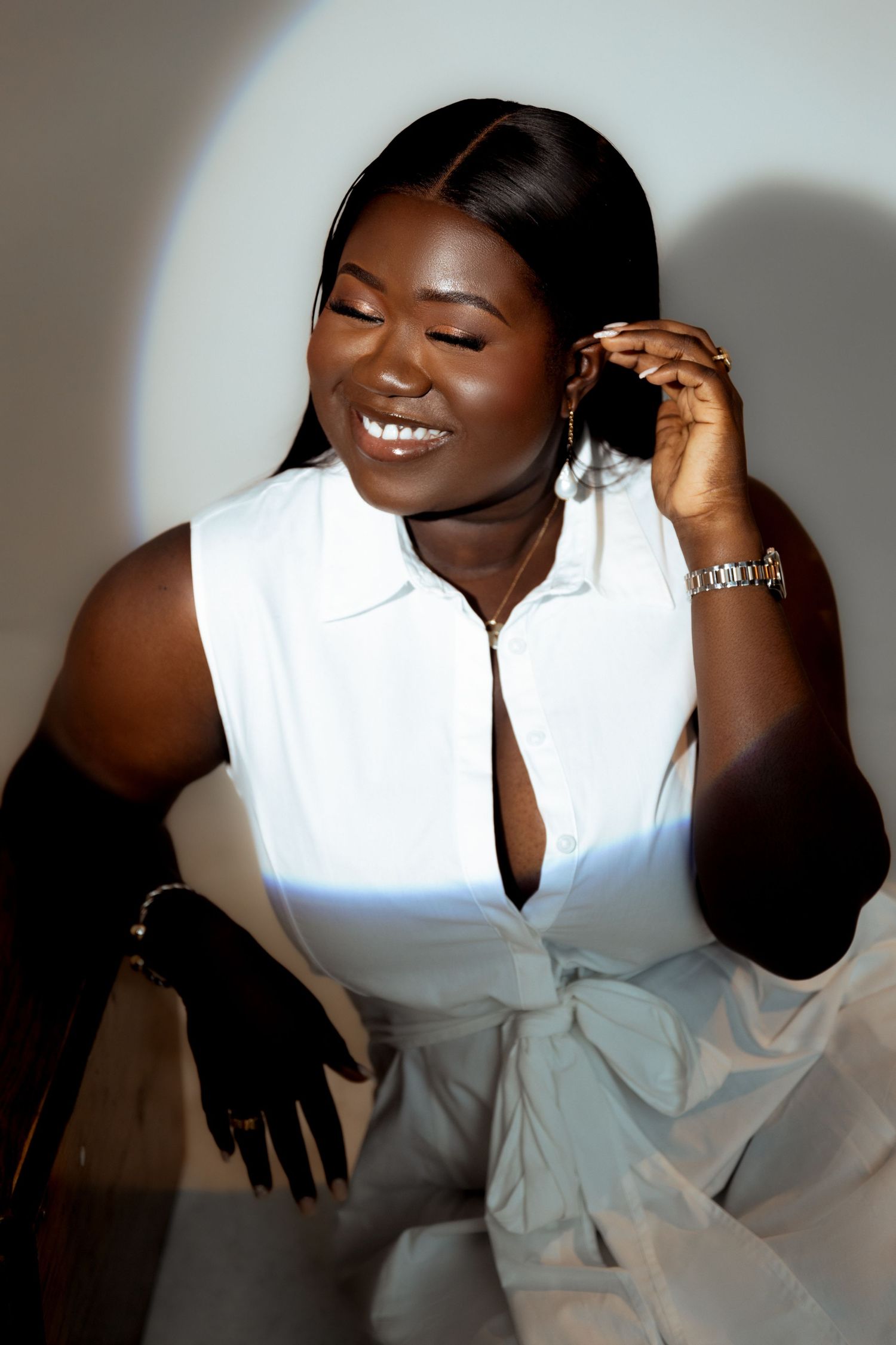 Cinematic lbirthday portrait in a studio Accra setting