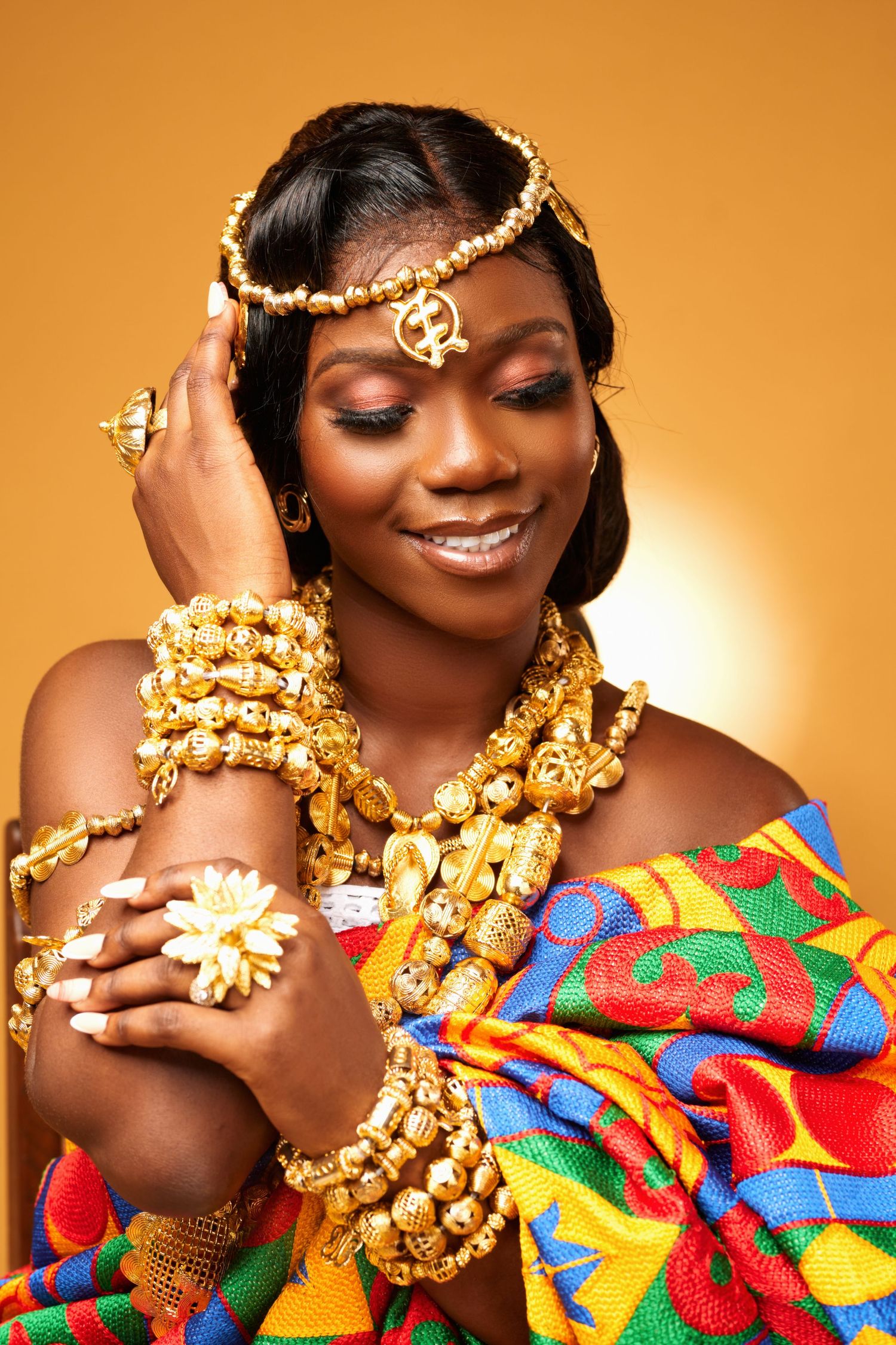 Artistic  Kente portrait with model in Accra