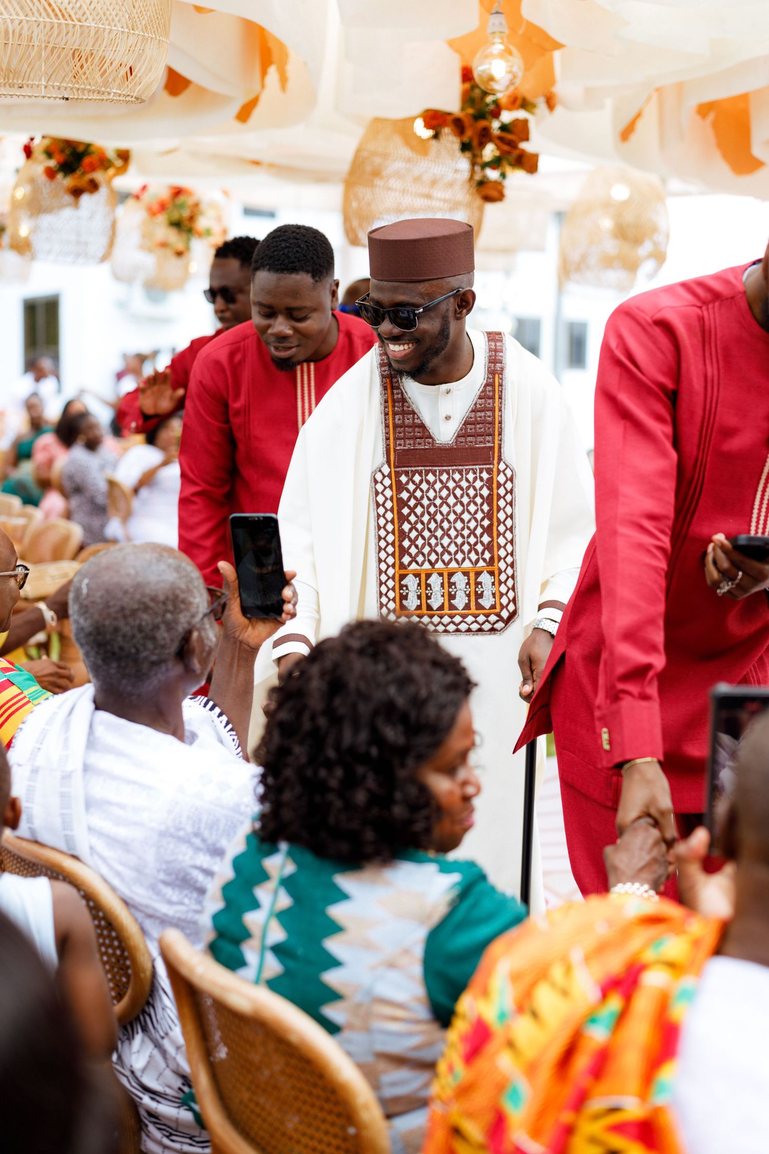 Groom and groommen Traditional wedding ceremony in Ghana