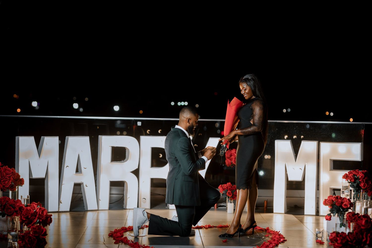 Emotional reaction during surprise marriage proposal in Accra