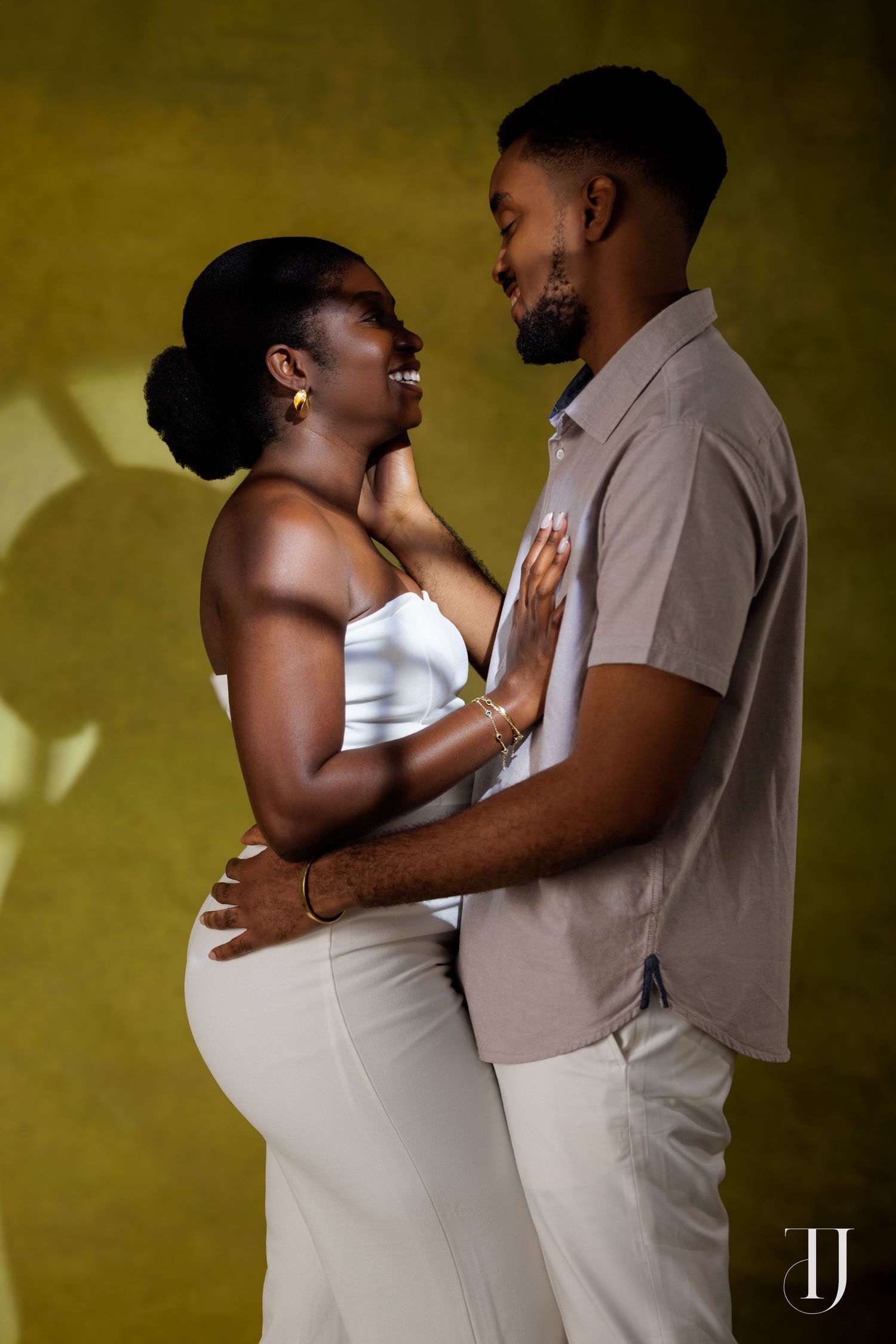 Romantic pre-wedding portrait of couple in Accra, Ghana