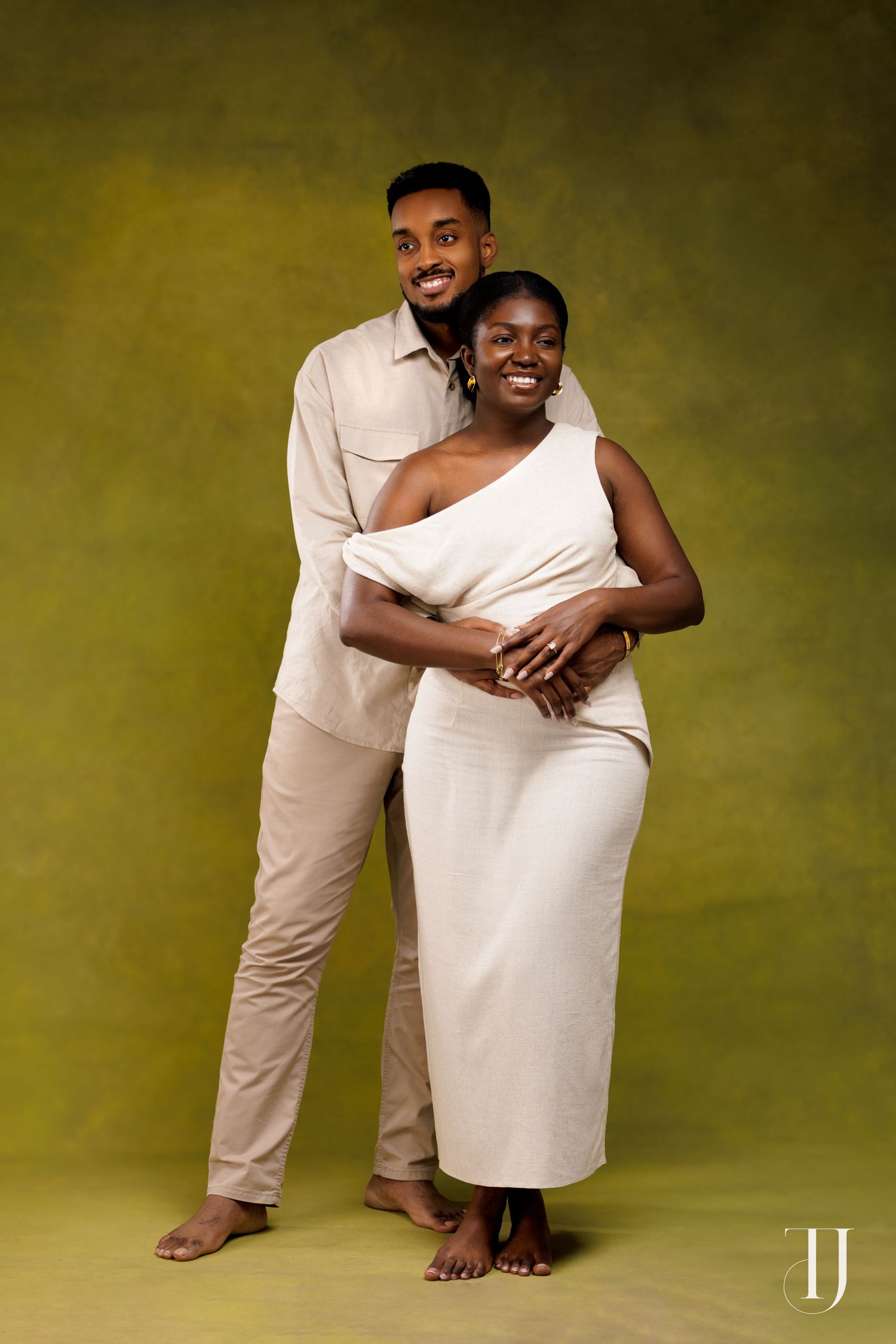 Romantic pre-wedding portrait of couple in Accra, Ghana
