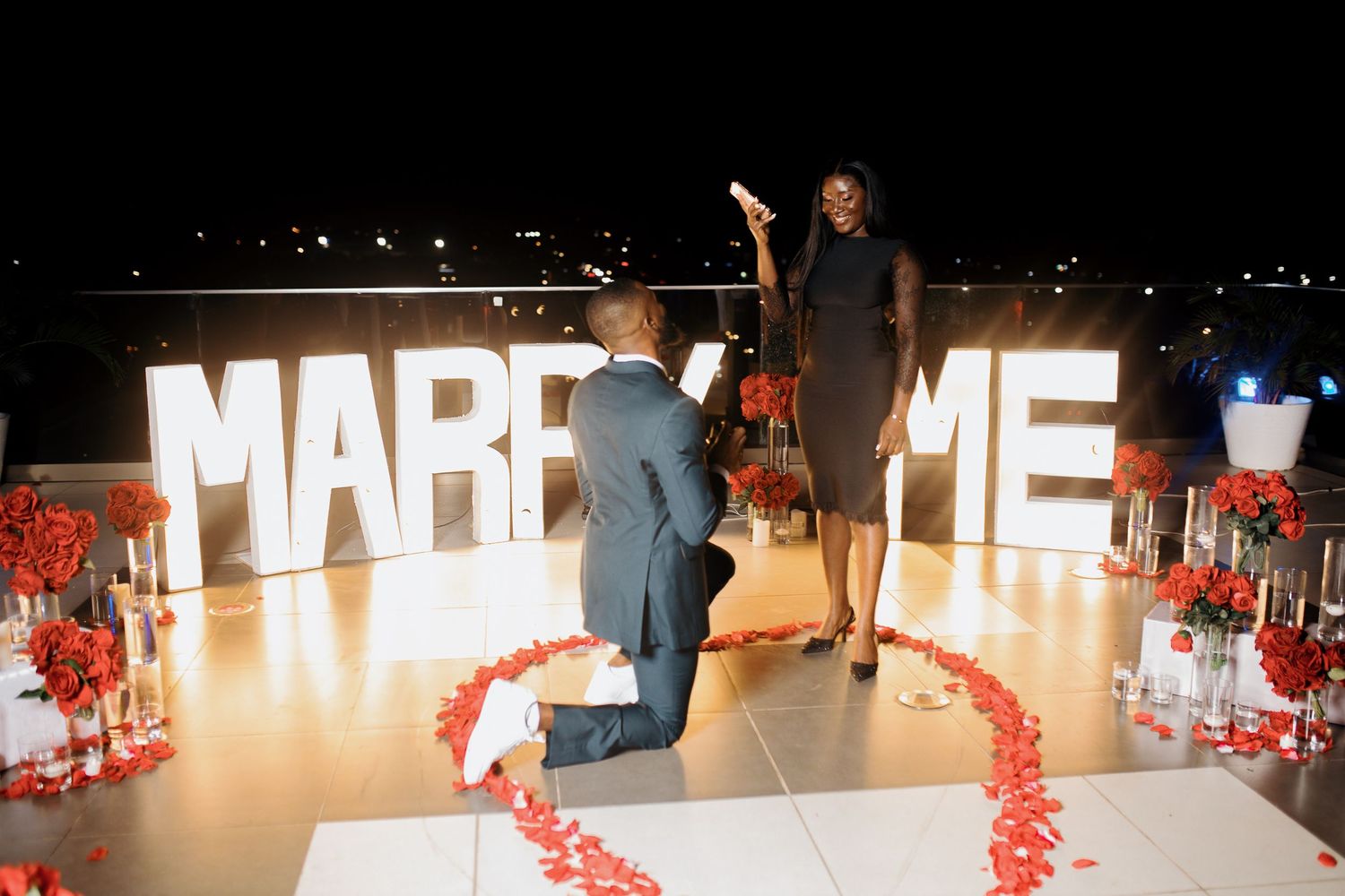 Emotional reaction during surprise marriage proposal in Accra