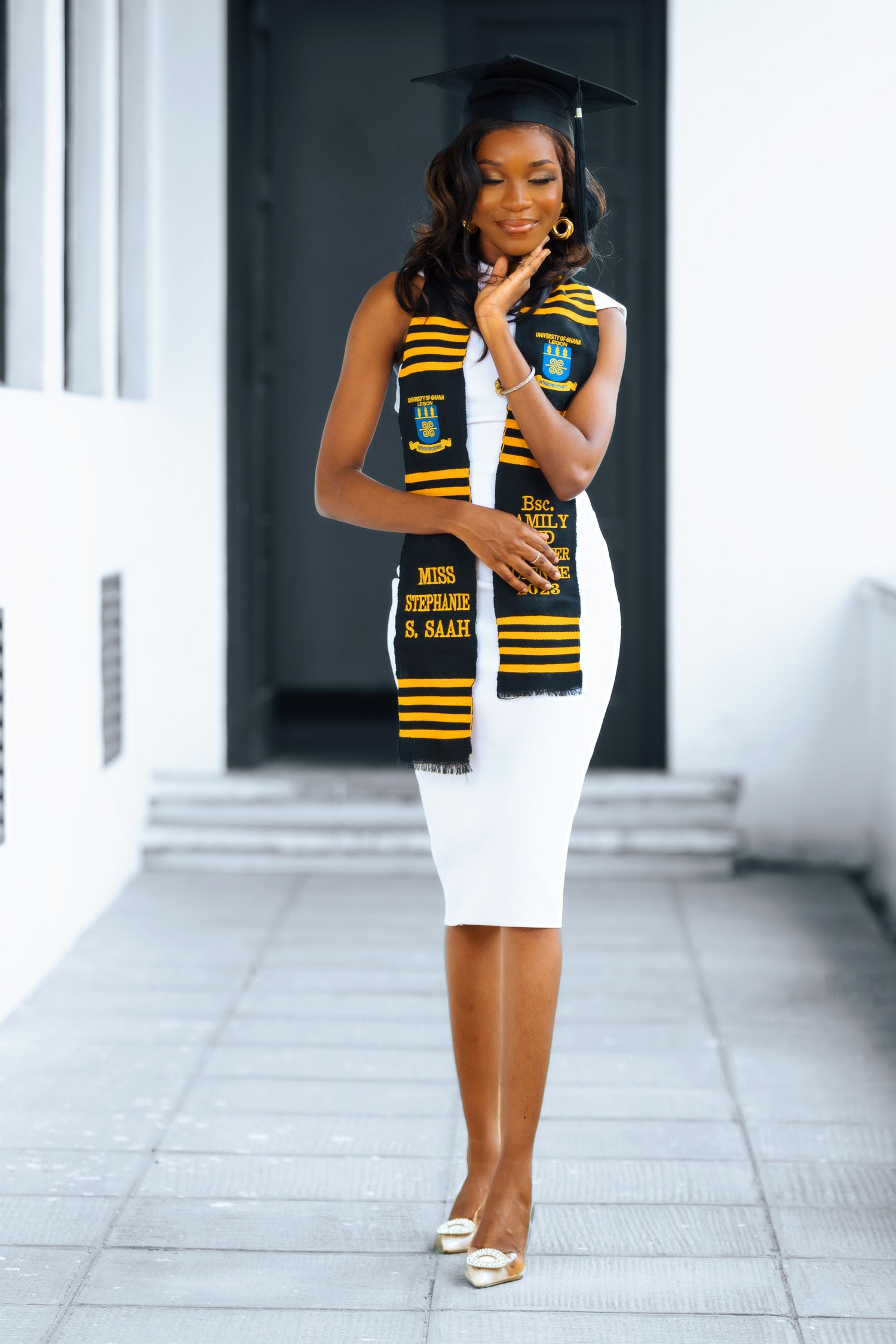 Elegant female graduation portrait with soft lighting