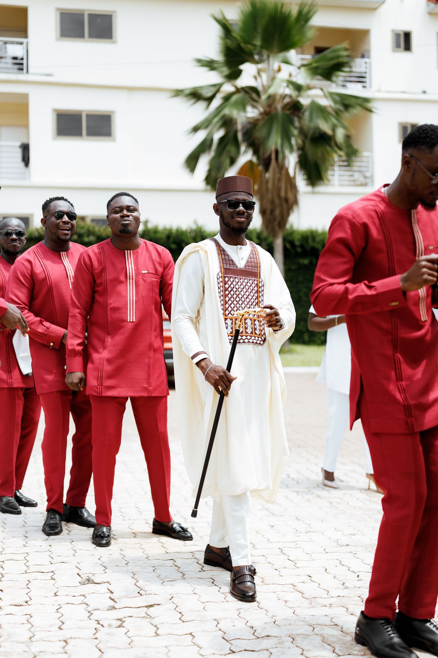Groom and groommen Traditional wedding ceremony in Ghana