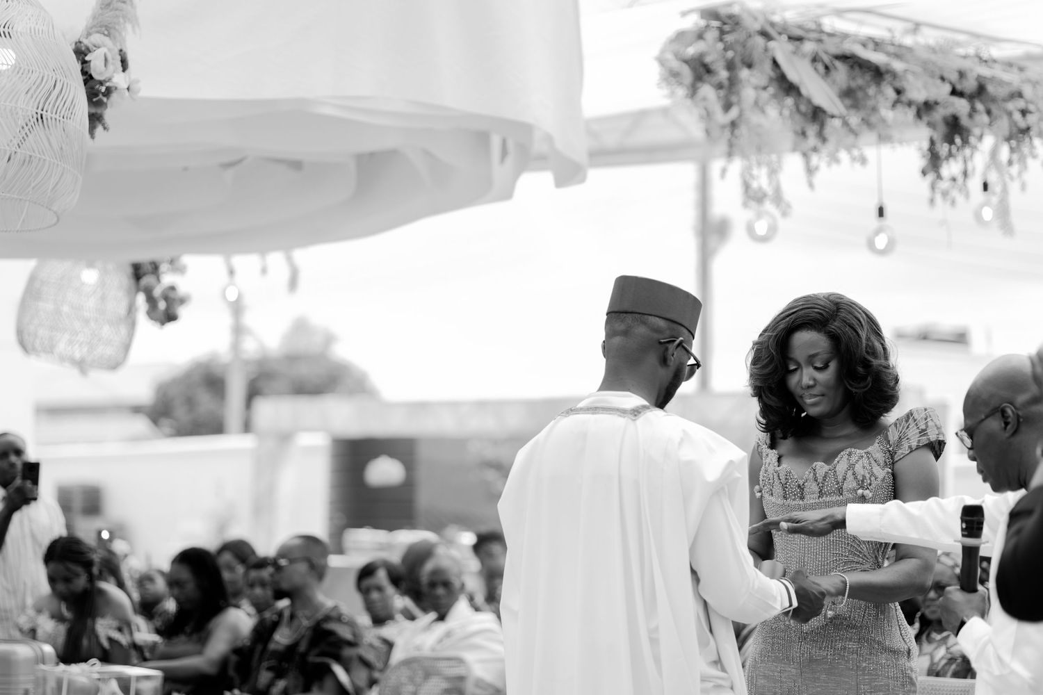 Beautiful couple at a Traditional wedding ceremony in Ghana, Exchange of vows