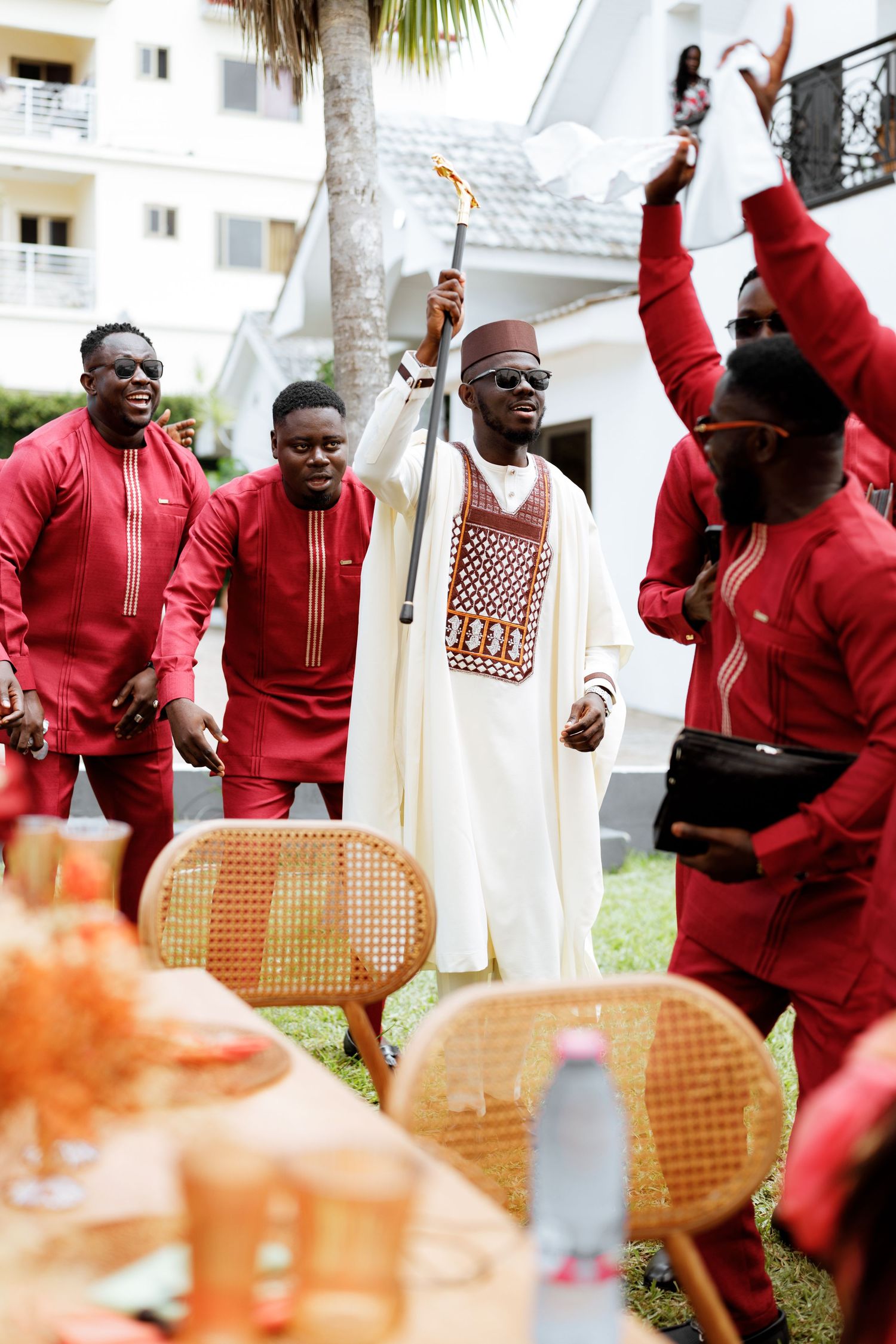 Groom and groommen Traditional wedding ceremony in Ghana