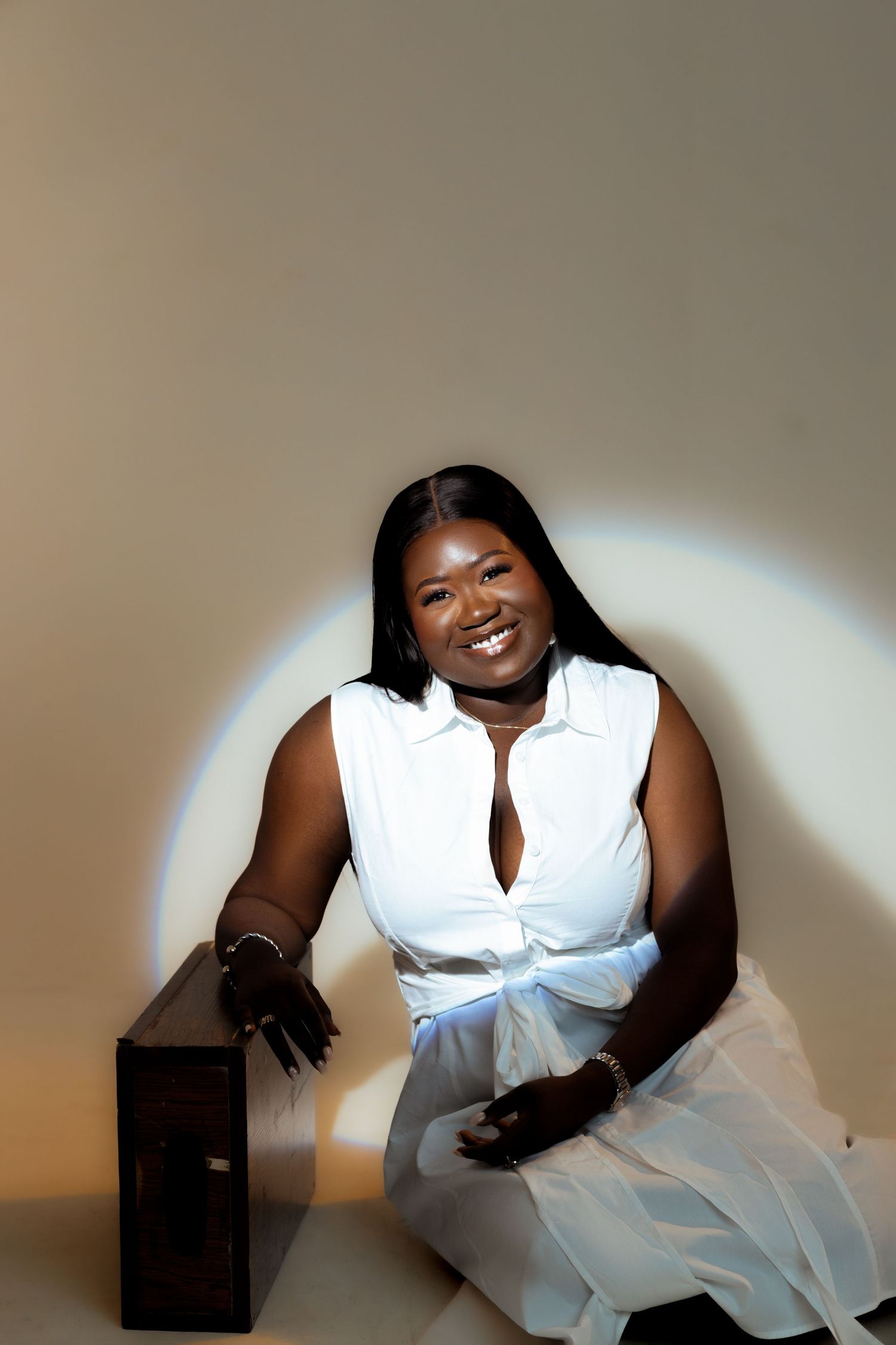 Cinematic lbirthday portrait in a studio Accra setting