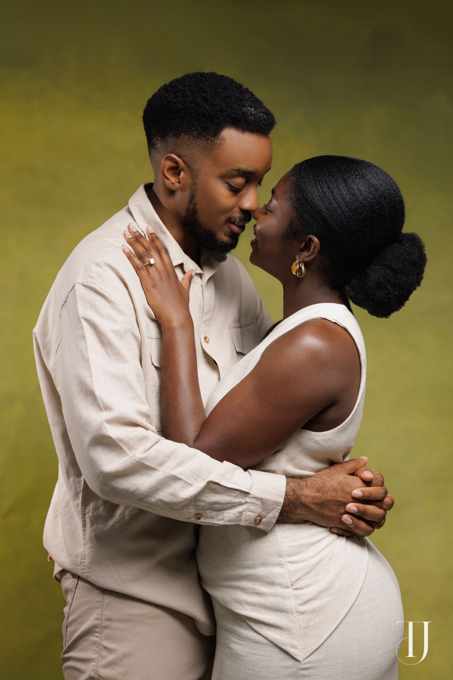 Romantic pre-wedding portrait of couple in Accra, Ghana
